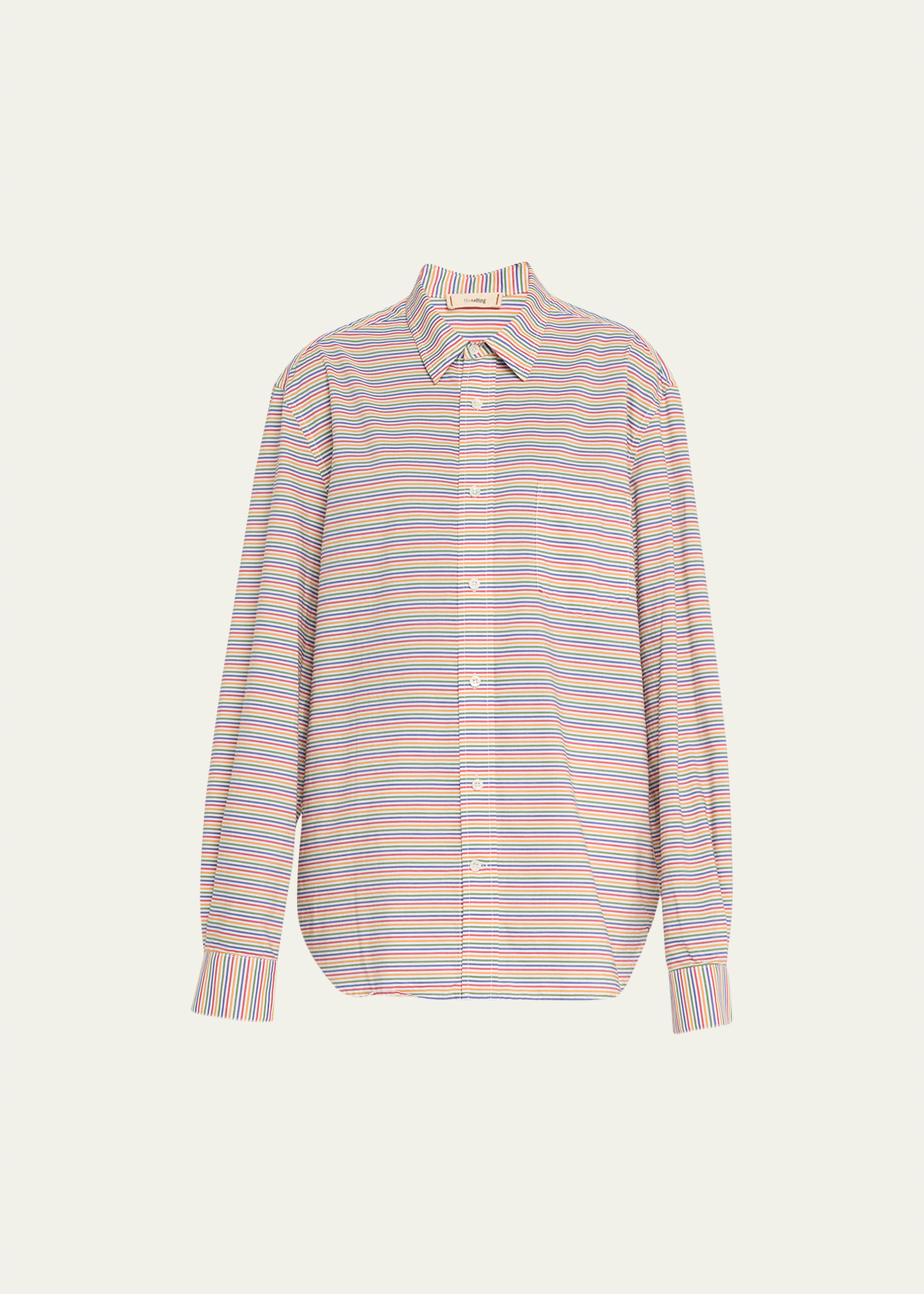 The Salting Classic Striped Cotton Shirt In Rainbow Stripe