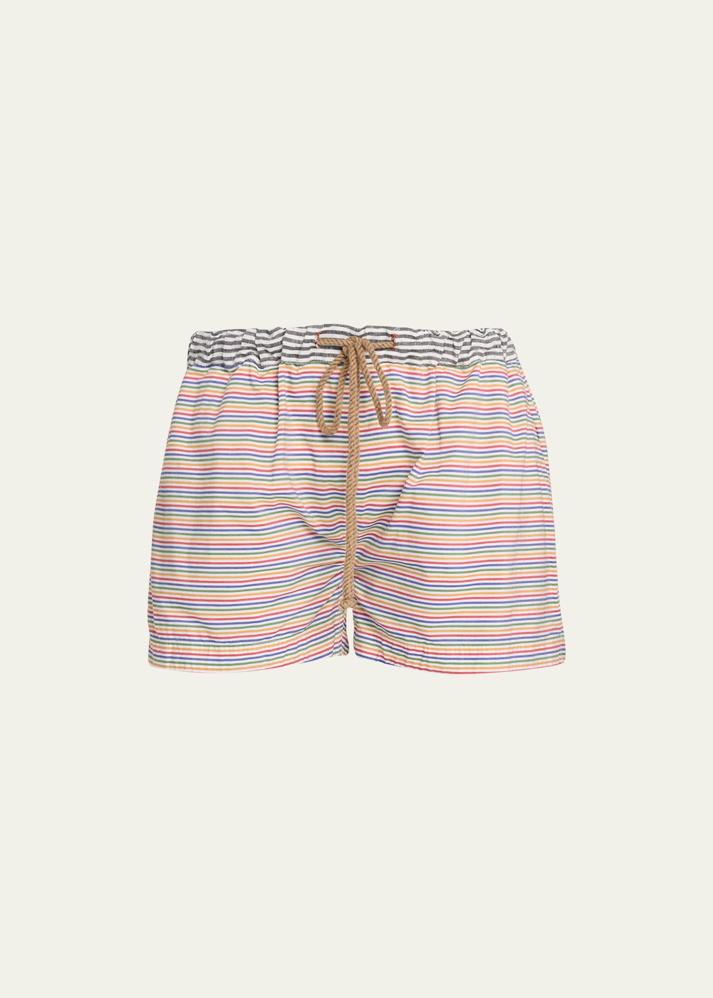 The Salting Multi-stripe Cotton Shorts In Rainbow Stripe