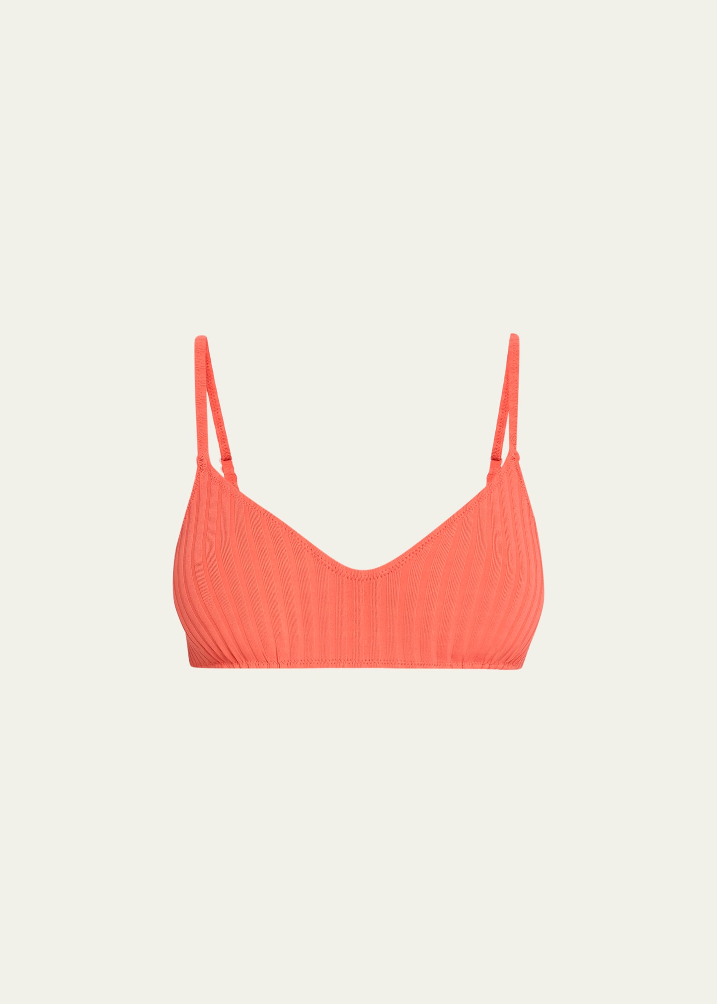 Solid & Striped The Rachel Solid Rib Bikini Top In Coral Orange