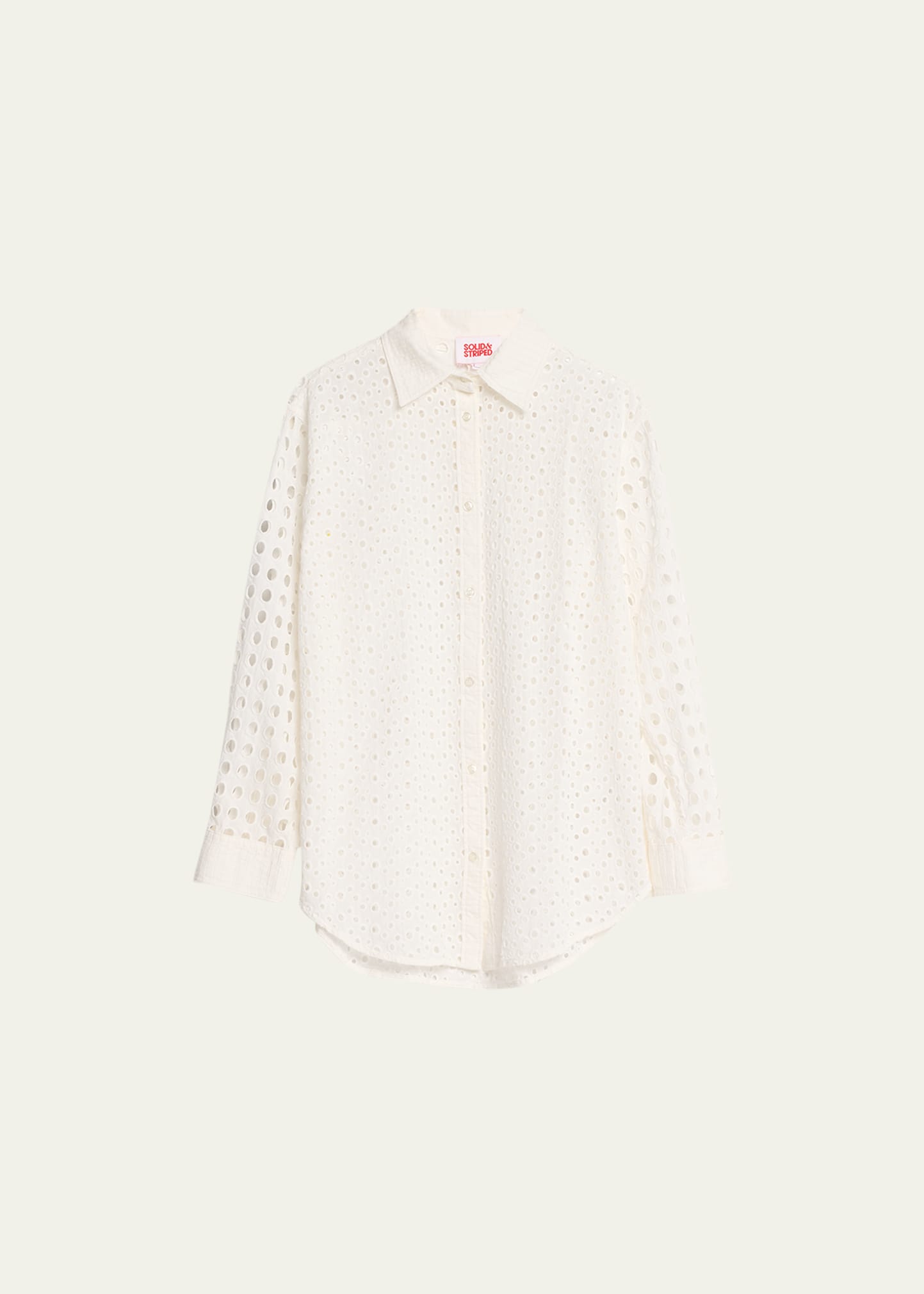 Shop Solid & Striped The Oxford Eyelet-embroidered Tunic Coverup In Marshmallow