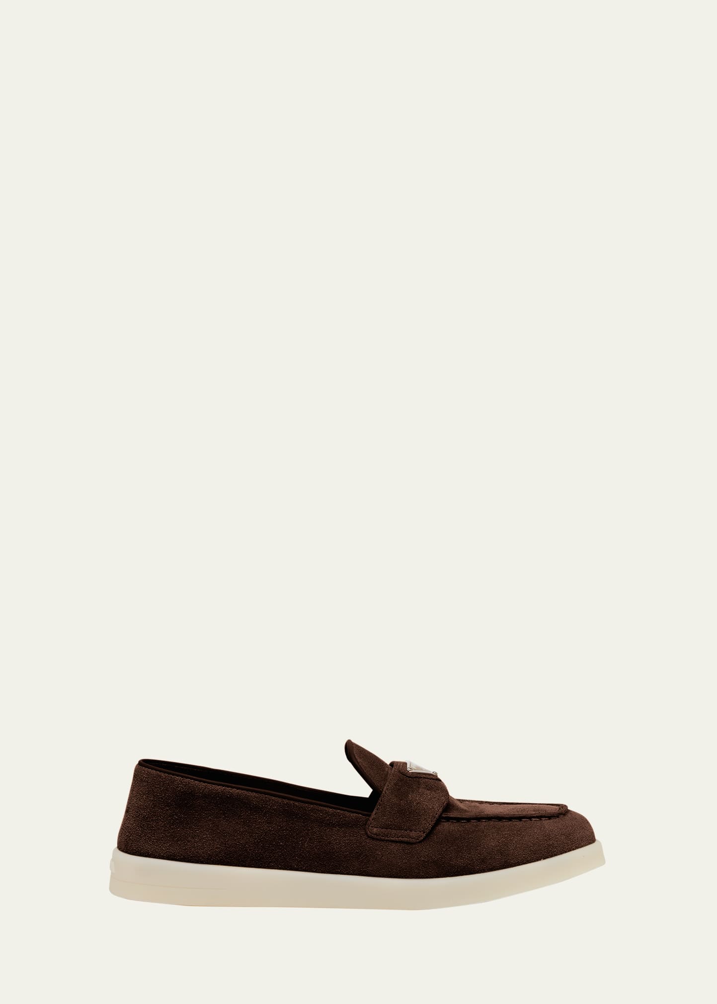 Prada Suede Slip-on Casual Loafers In Moro