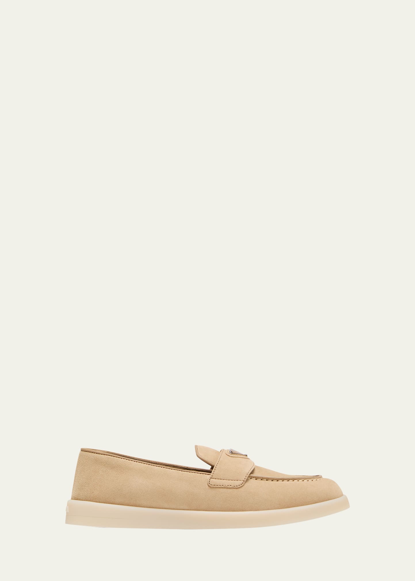 Shop Prada Saint Tropez Suede Loafers In Ecru