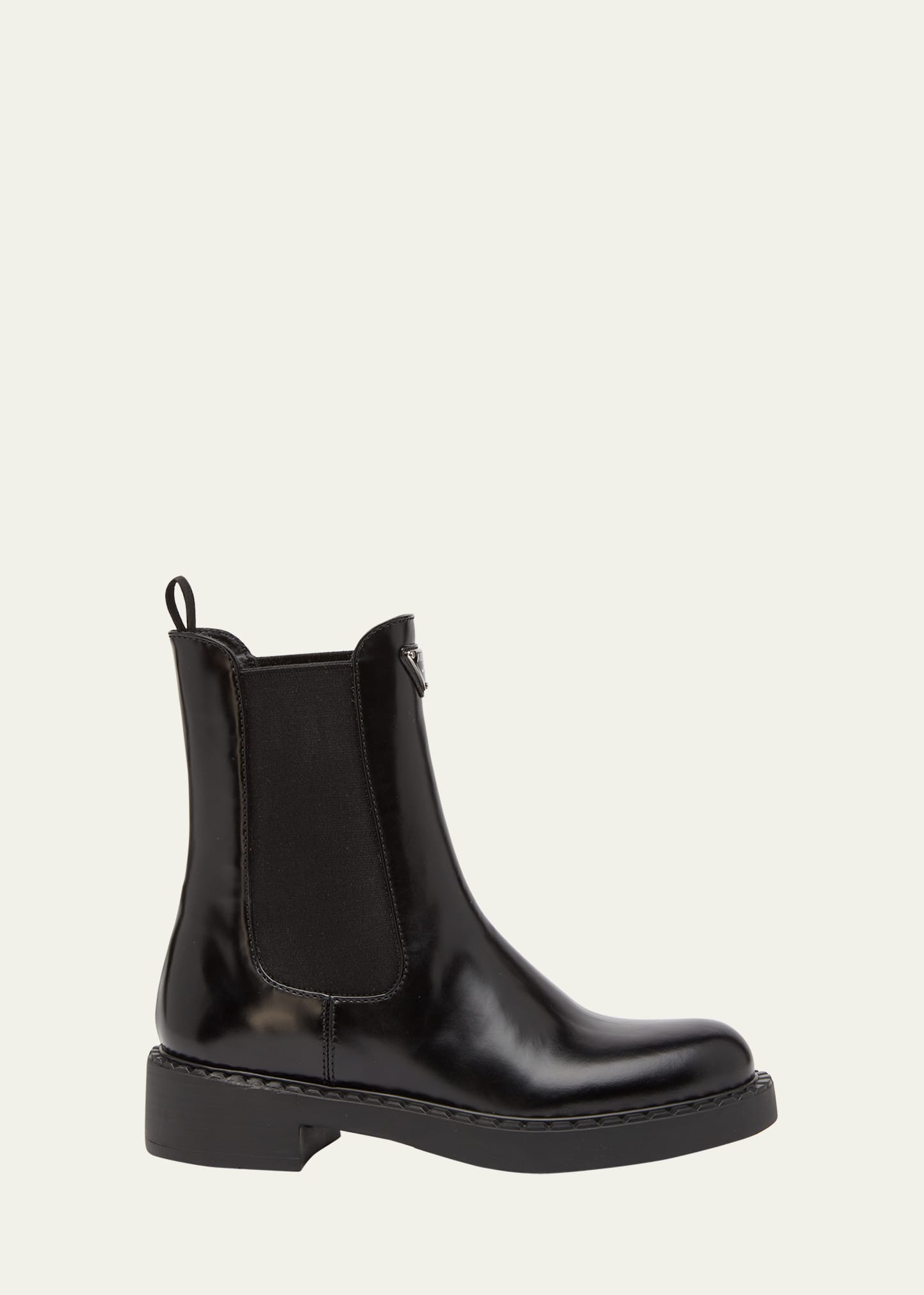 Shop Prada Chocolate Leather Chelsea Boots In Nero