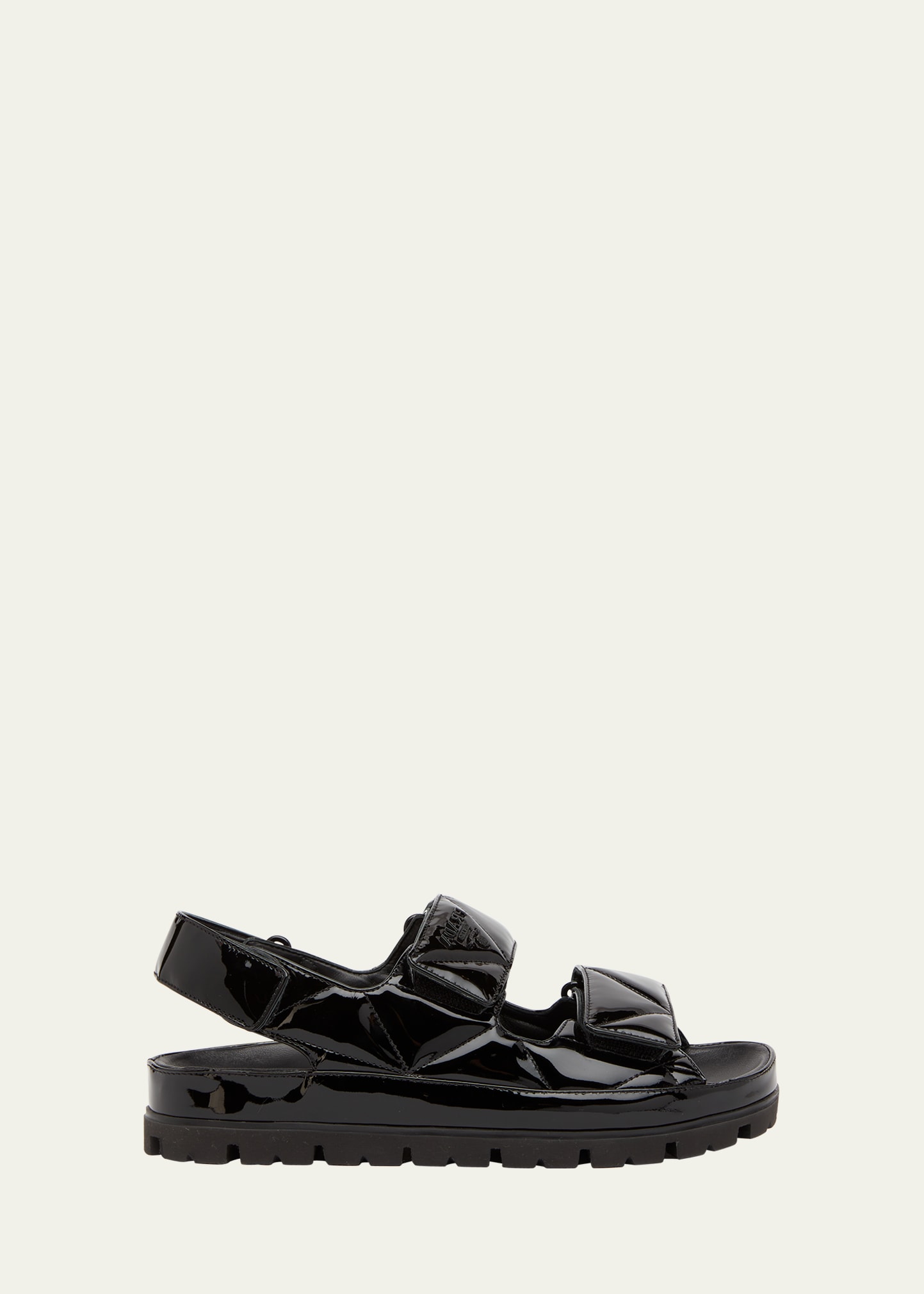 Shop Prada Quilted Patent Slingback Sport Sandals In Nero