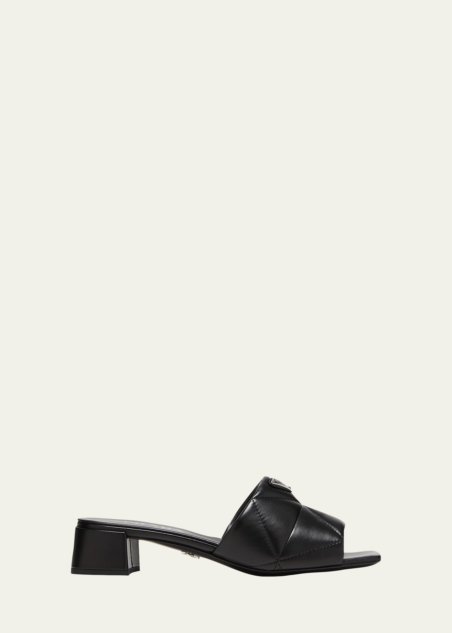 Shop Prada Quilted Leather Slide Sandals In Nero