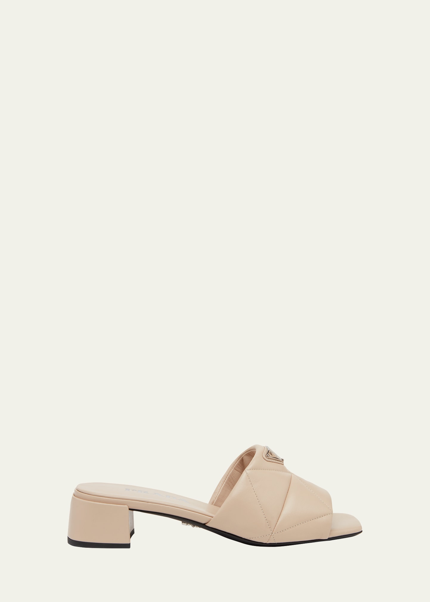Shop Prada Quilted Leather Slide Sandals In Deserto