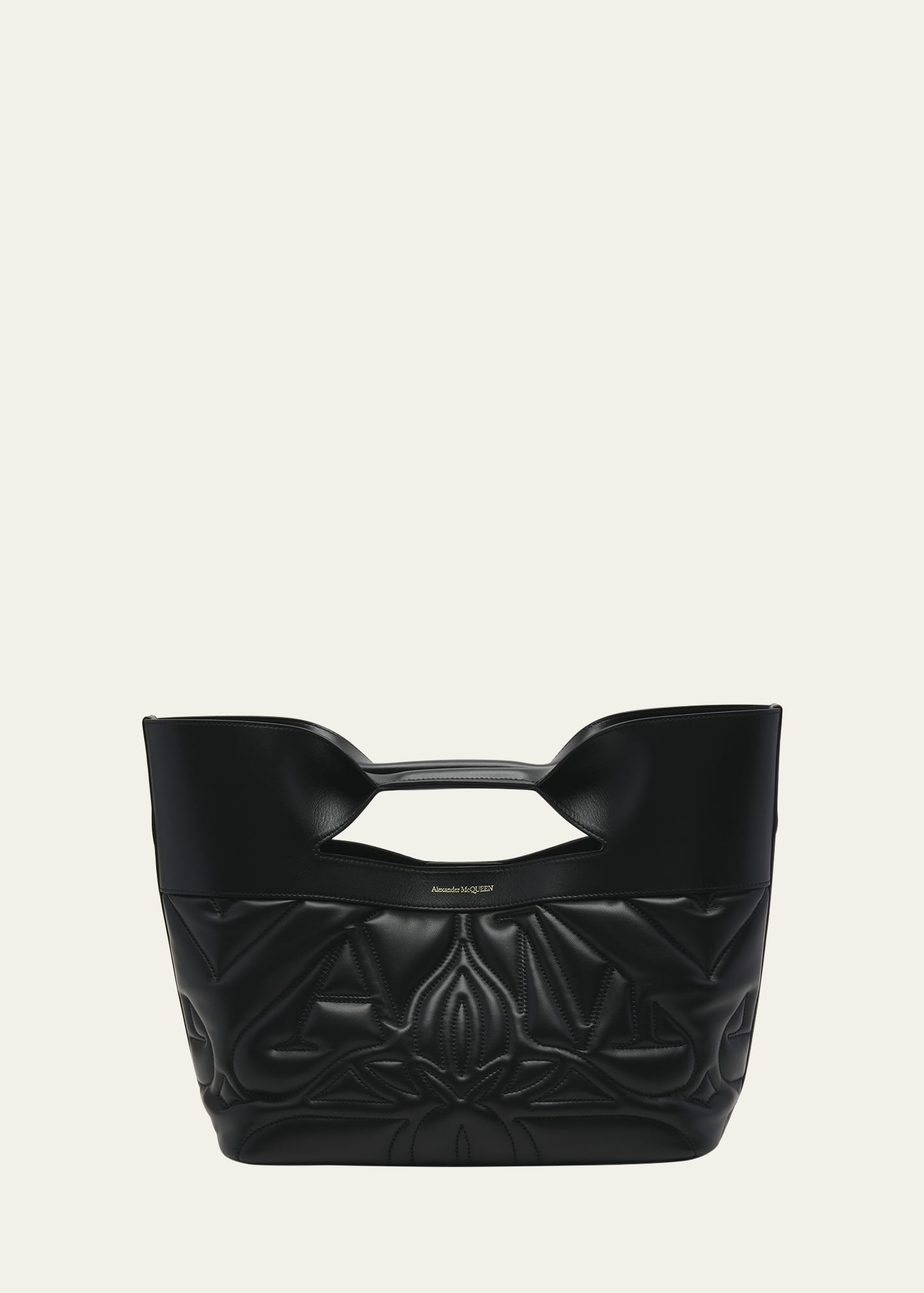 Shop Alexander Mcqueen Small Bow Seal Padded Tote Bag In 1000 Black