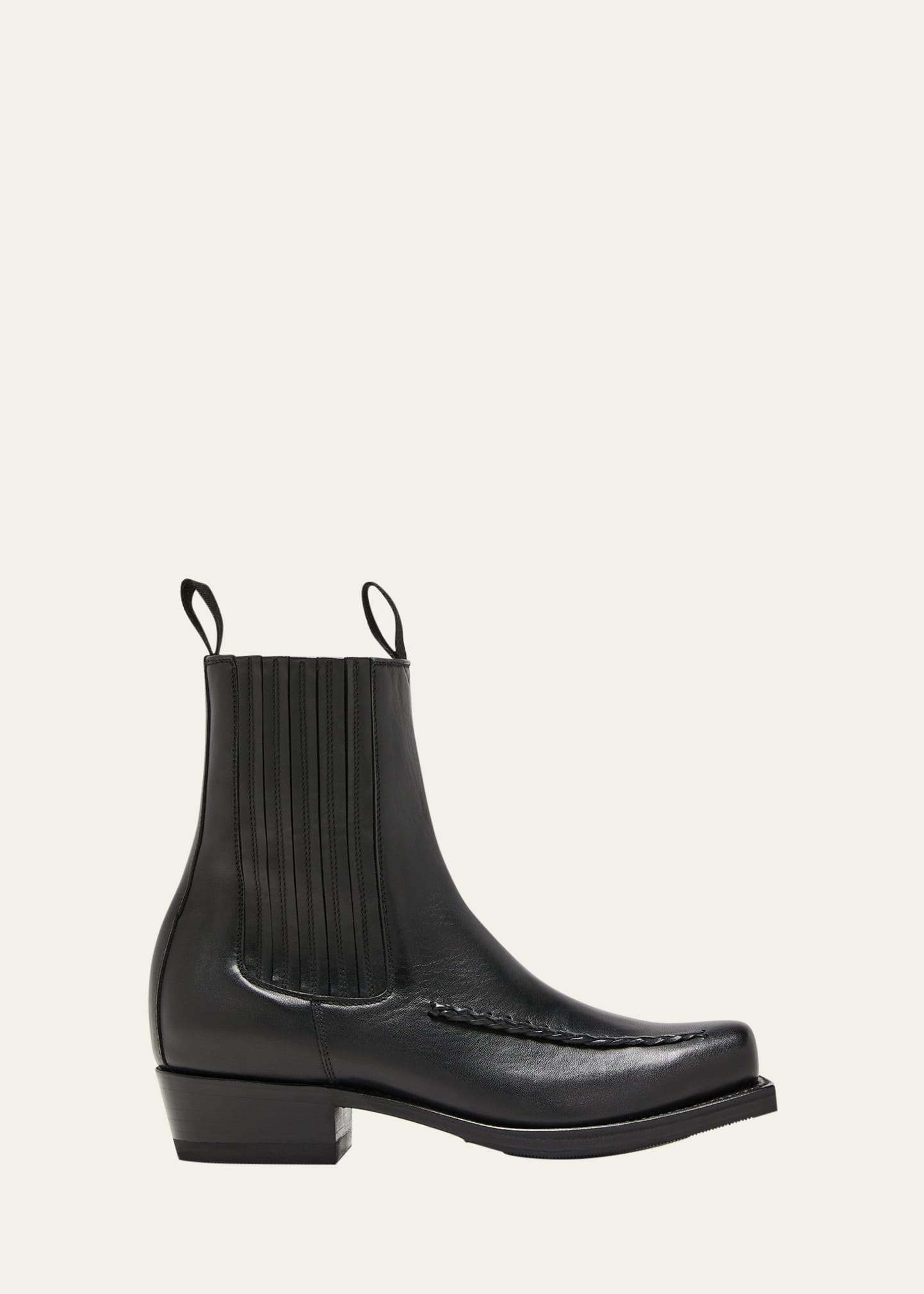 Hereu Agulla Leather Square-toe Chelsea Booties In Black