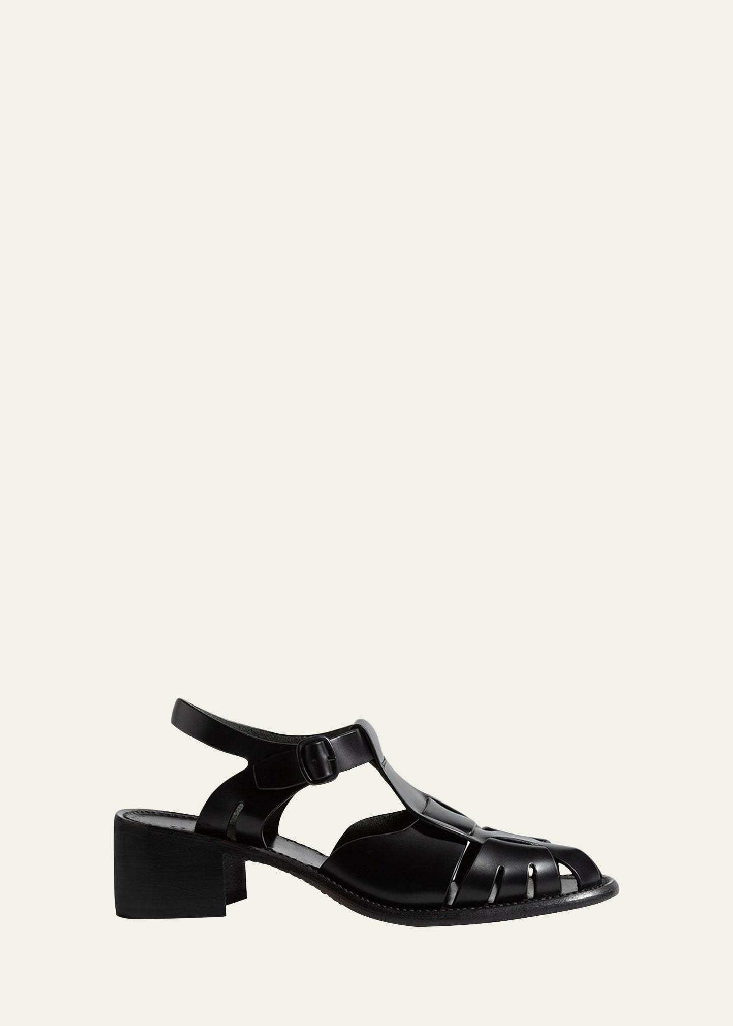 Hereu Pesca Leather Heeled Fisherman Sandals In Black