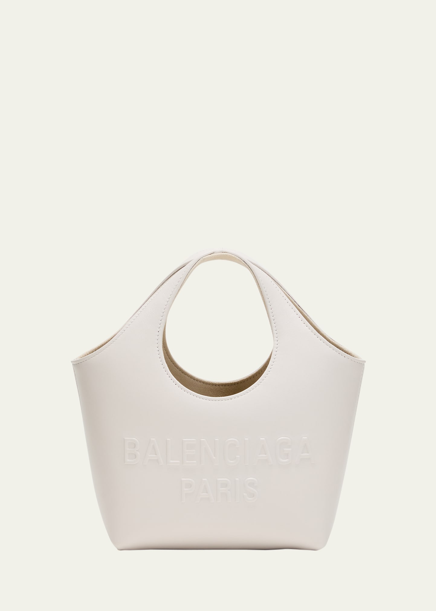 Shop Balenciaga Mary Kate Xs Leather Tote Bag In 9914 Nacre