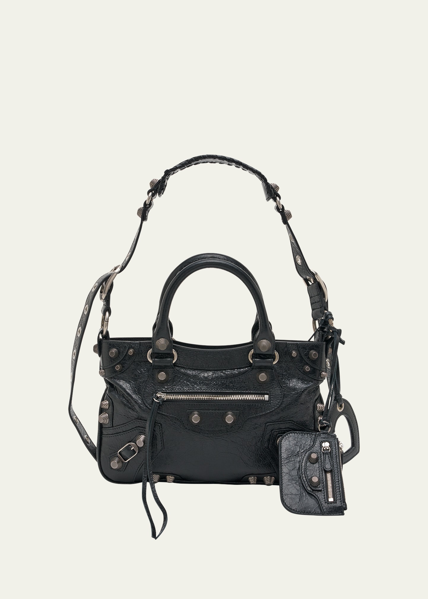 Shop Balenciaga Le Cagole Medium Crinkled Leather Tote Bag In 1000 Black