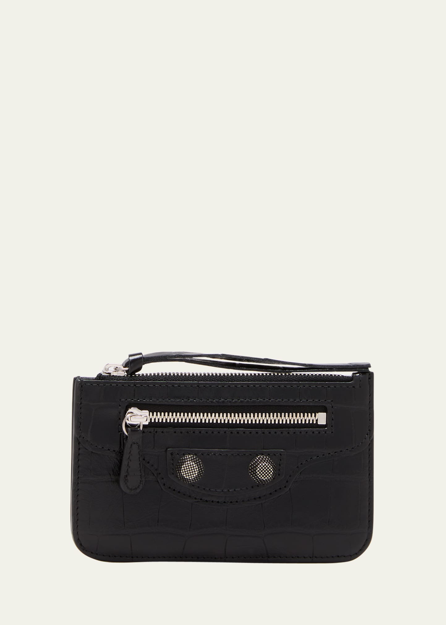 Balenciaga Le Cagole Zip Leather Card Holder In 1000 Black