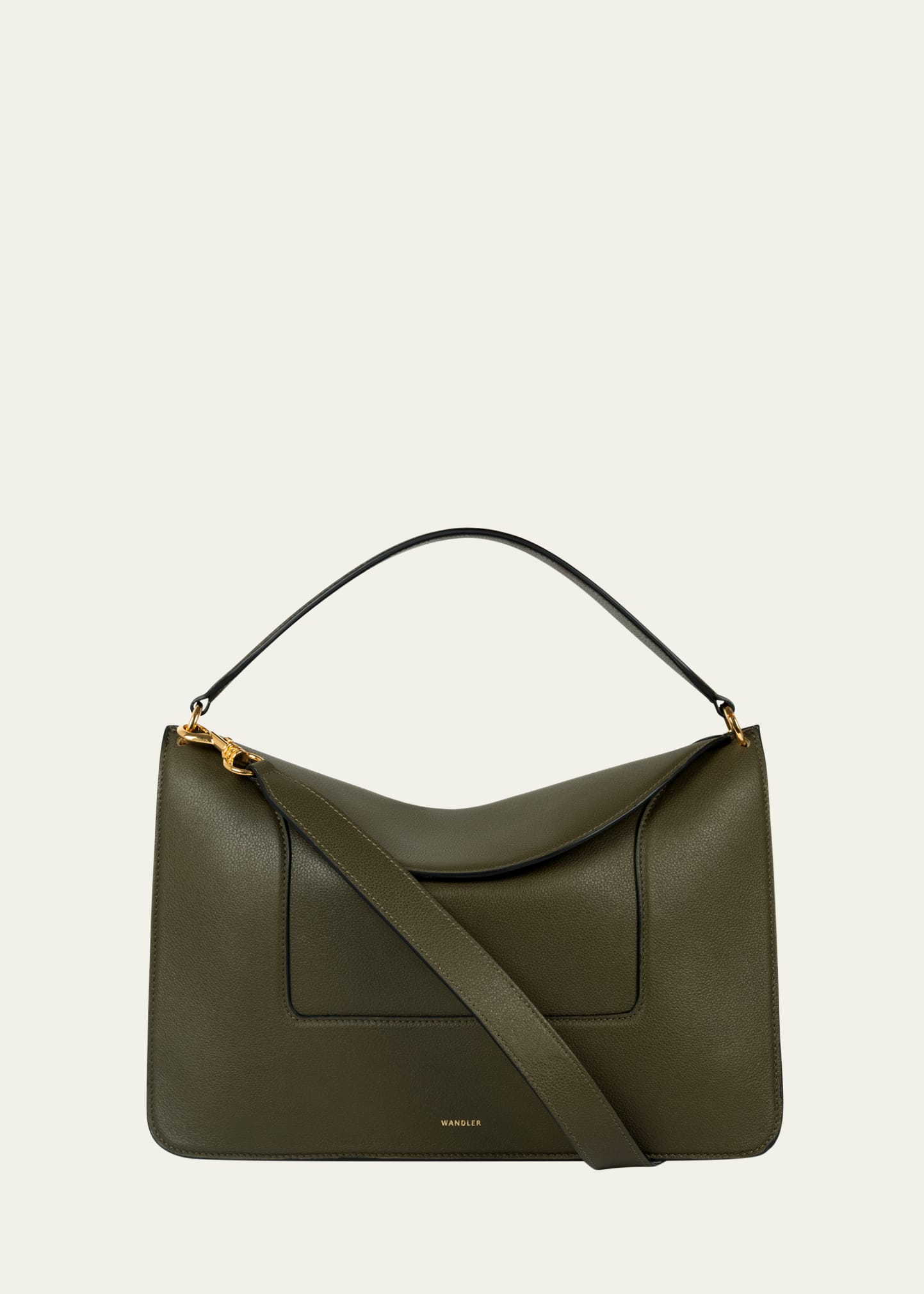 Shop Wandler Penelope Grained Leather Shoulder Bag In 2731 Camouflage C