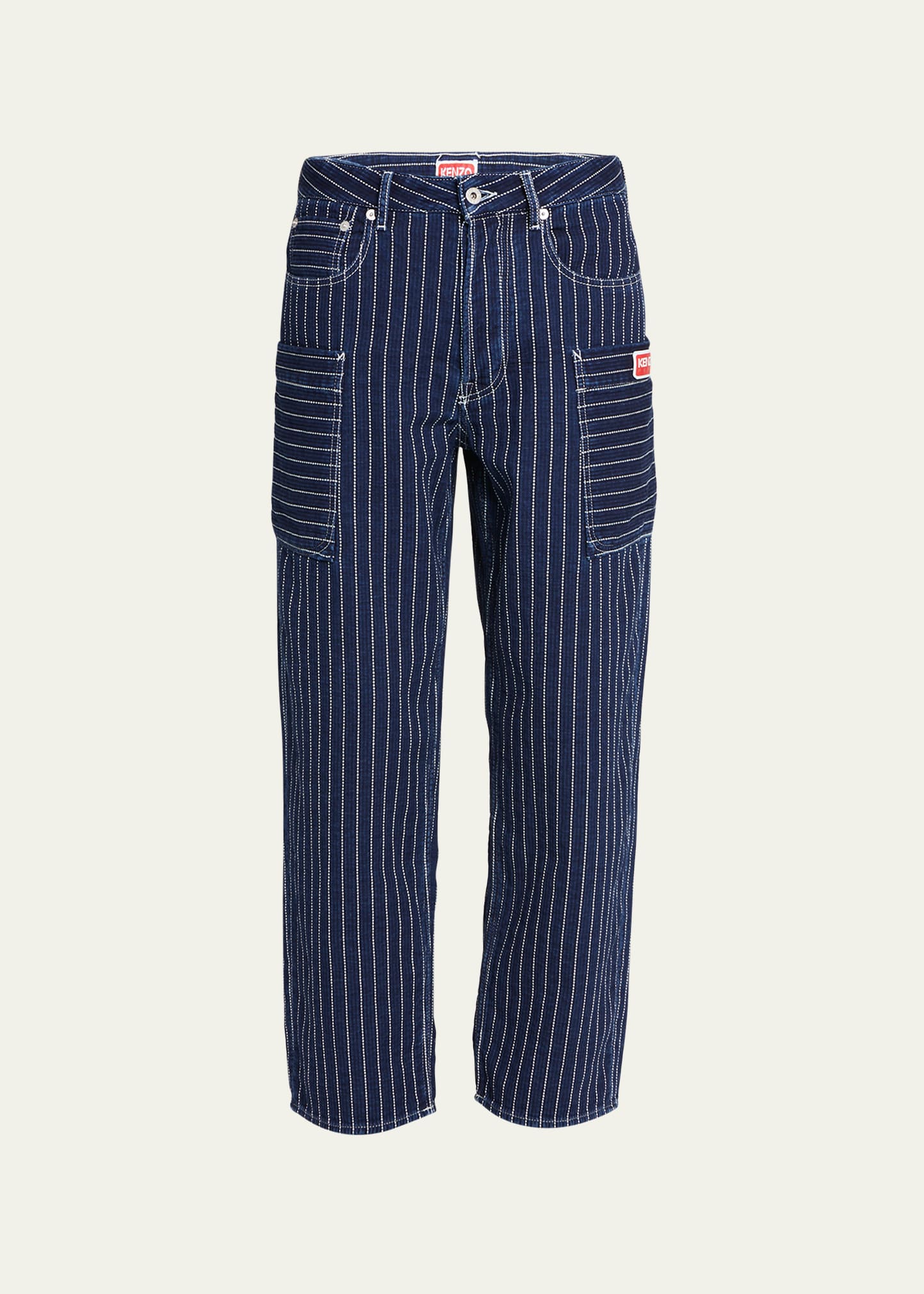 KENZO MEN'S SASHIKO STITCH WORK PANTS 