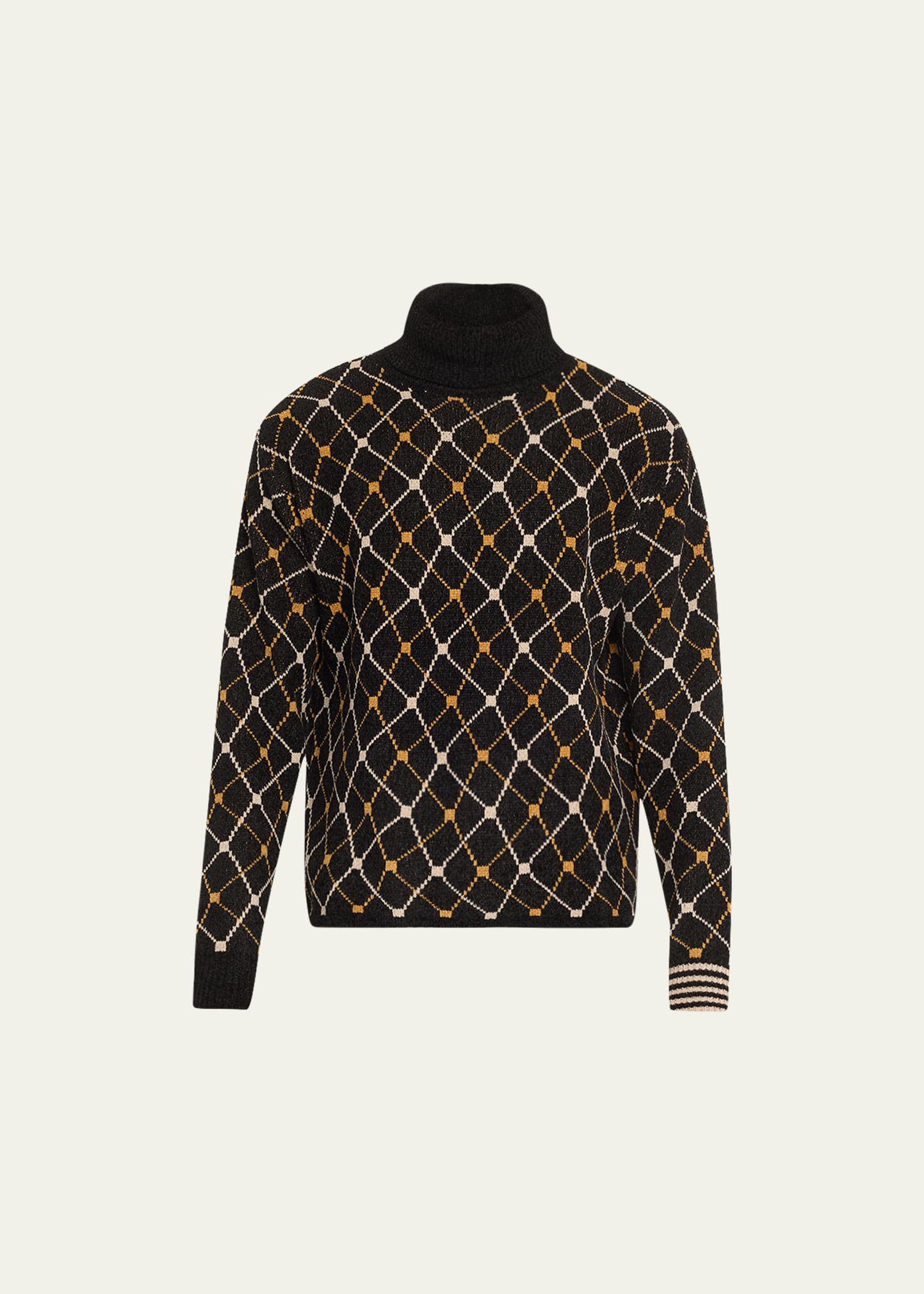 Random Identities Men's Diamond Jacquard Turtleneck In Black