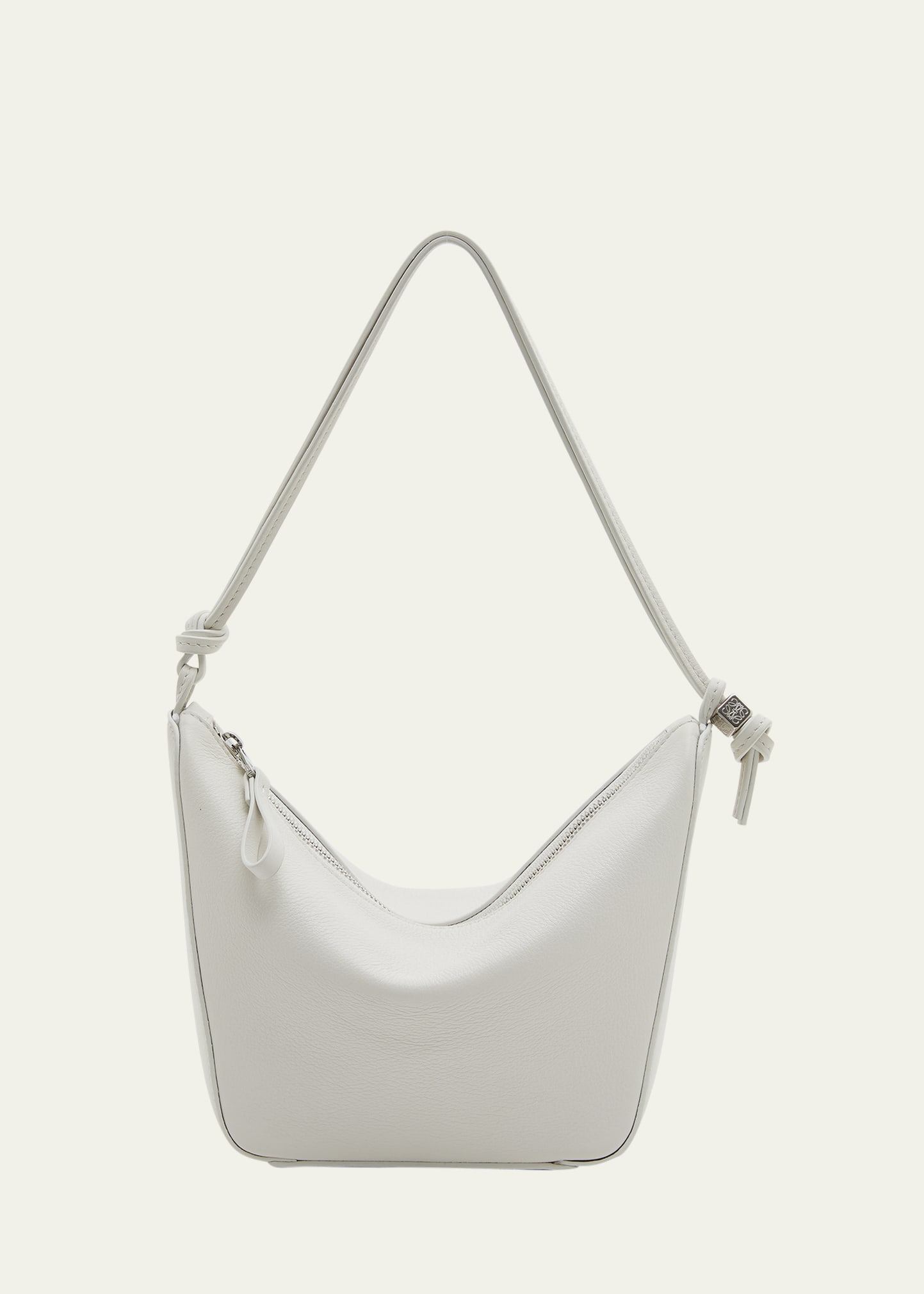 Shop Loewe Hammock Hobo Bag In Leather In Soft White