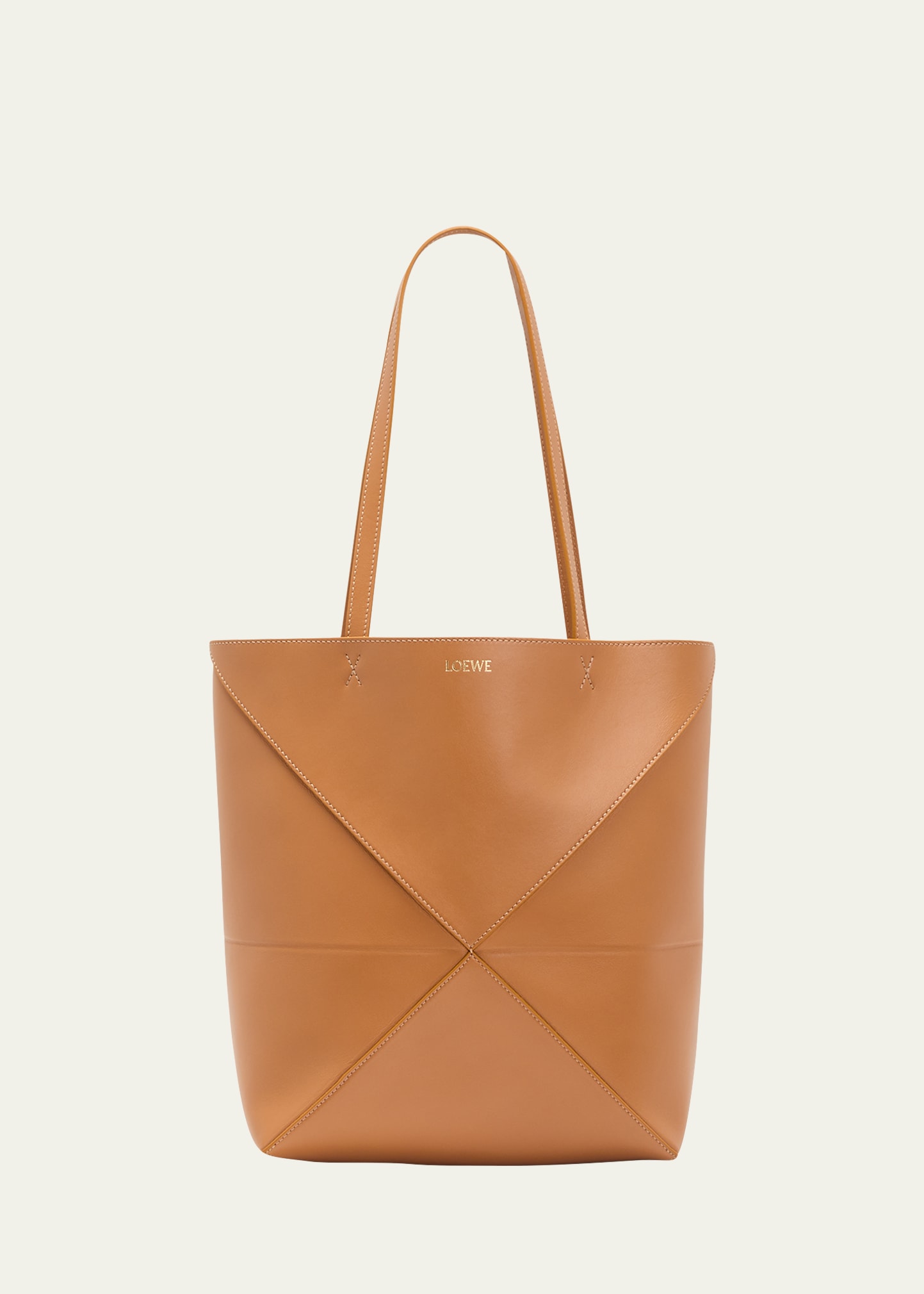 Puzzle Fold Medium Tote Bag in Shiny Leather