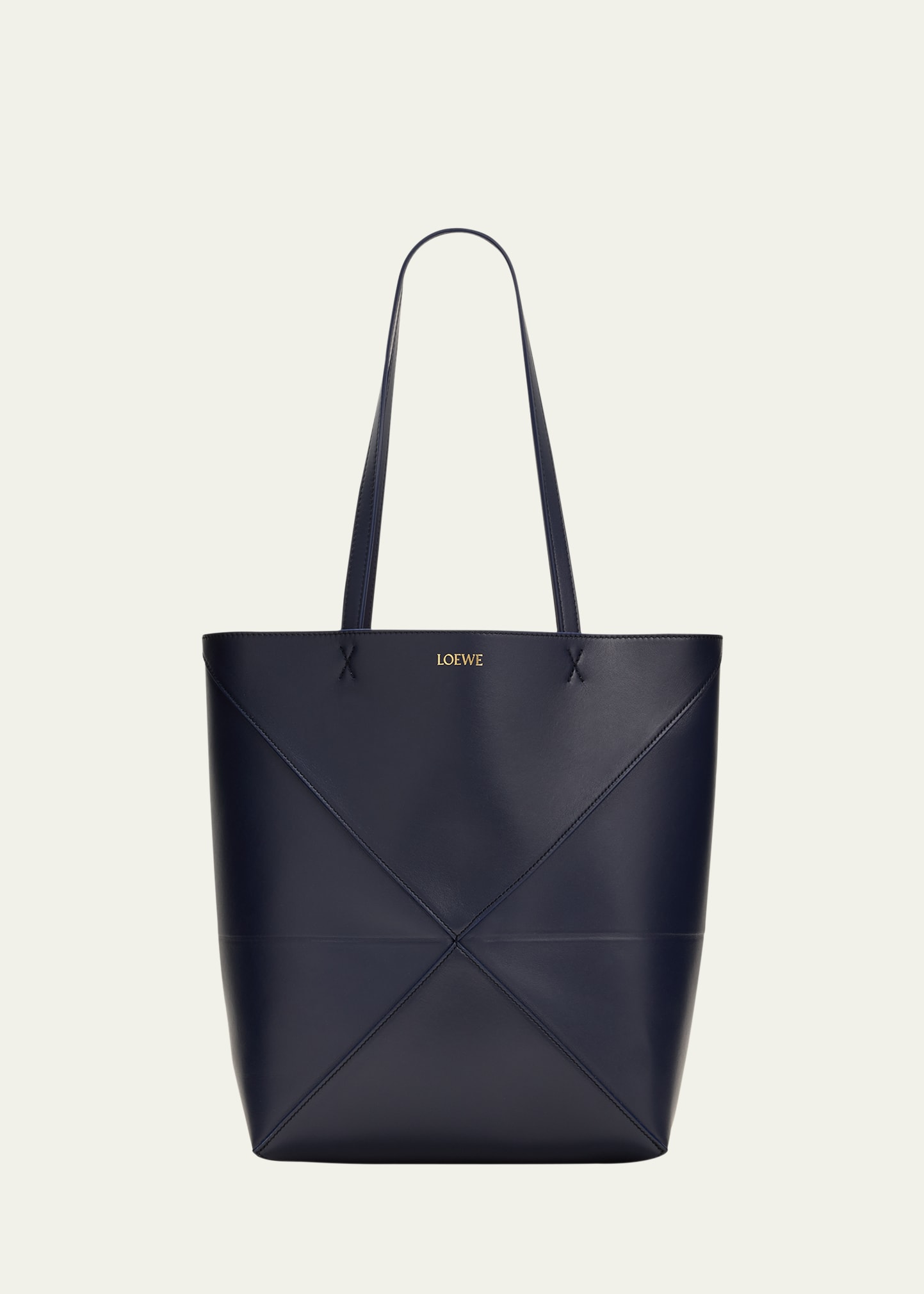 Puzzle Fold Medium Tote Bag in Shiny Leather