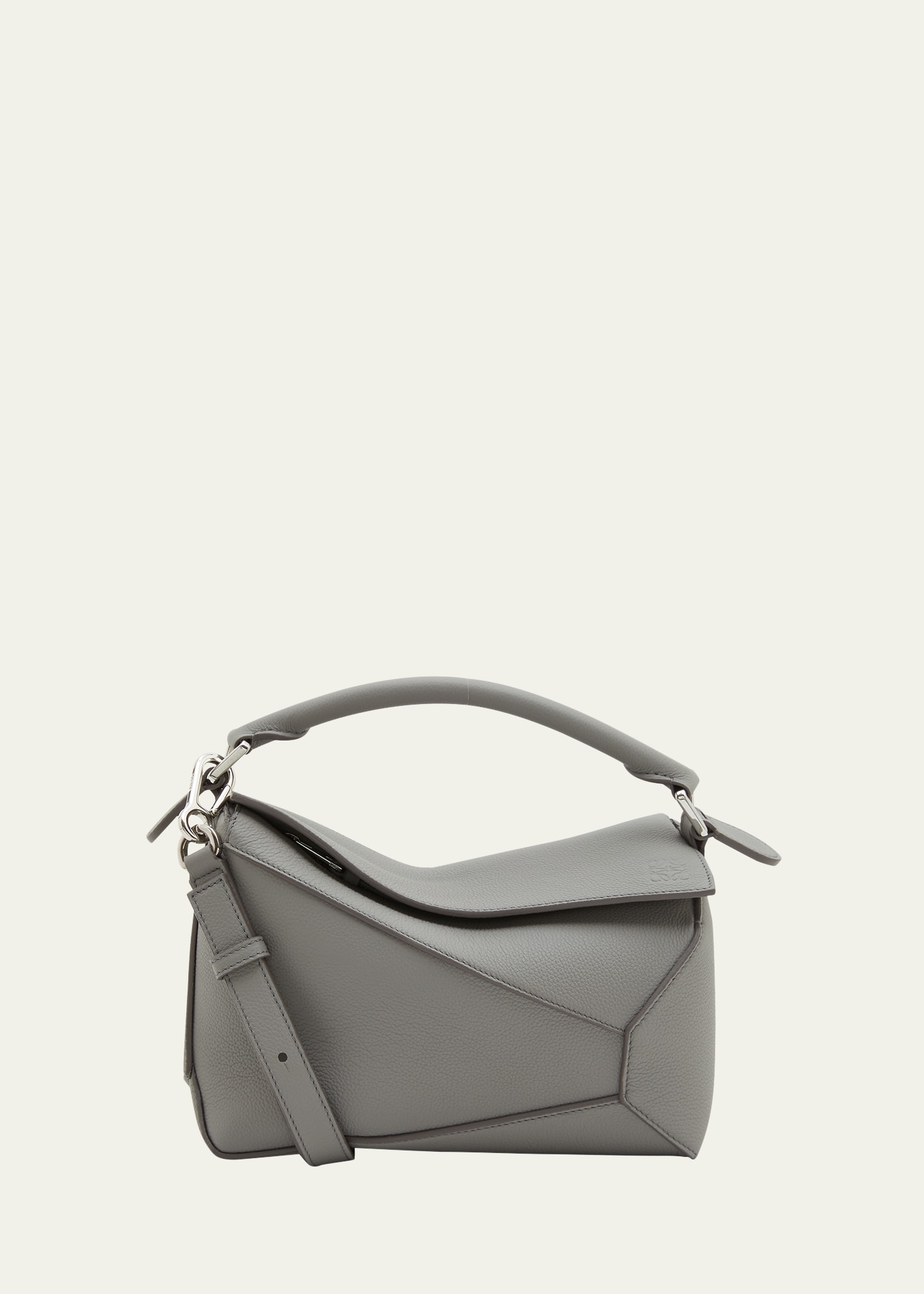 Loewe Small Puzzle Edge Leather Shoulder Bag In Grey