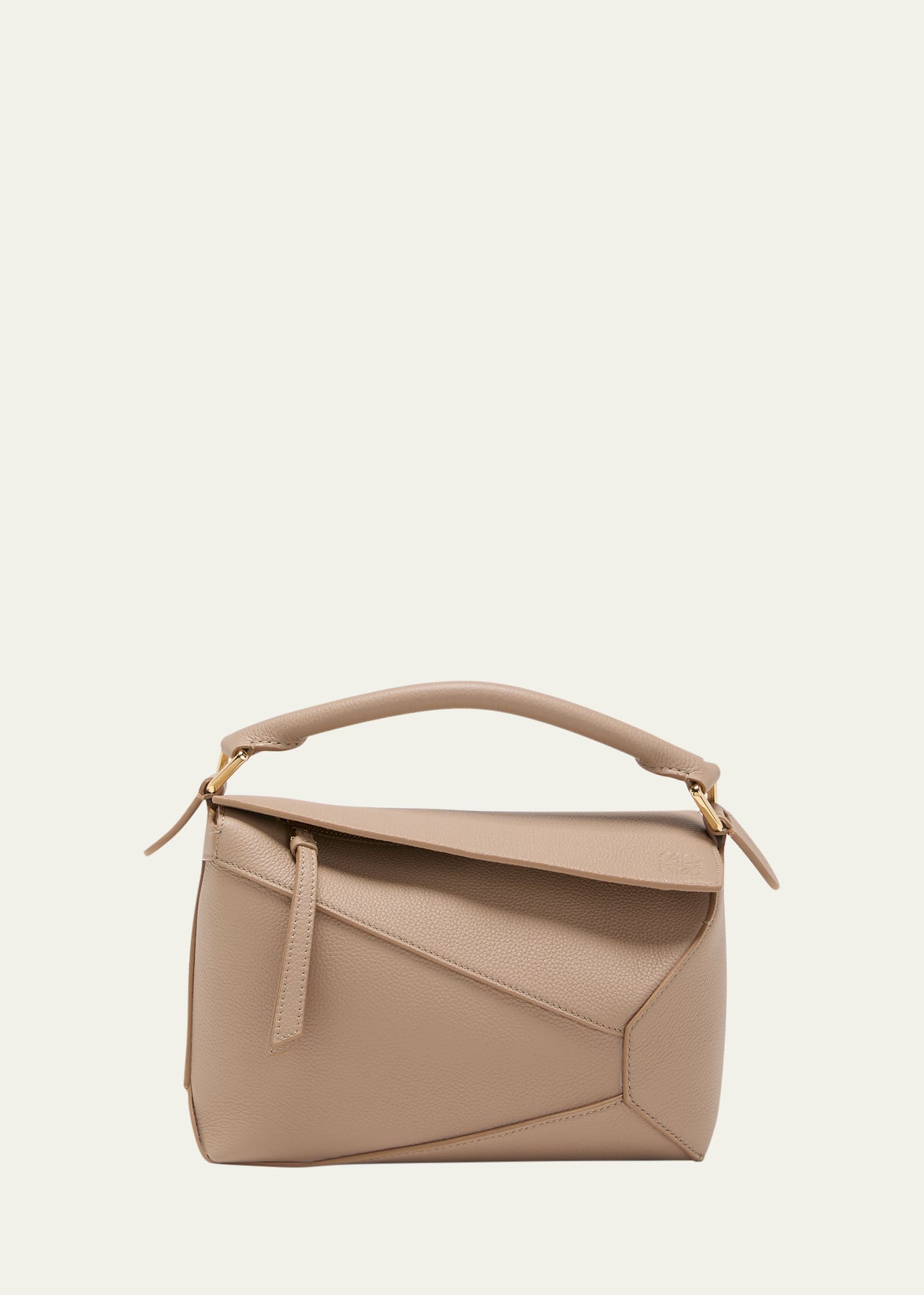 Shop Loewe Puzzle Edge Small Top-handle Bag In Soft Grained Leather In Sand