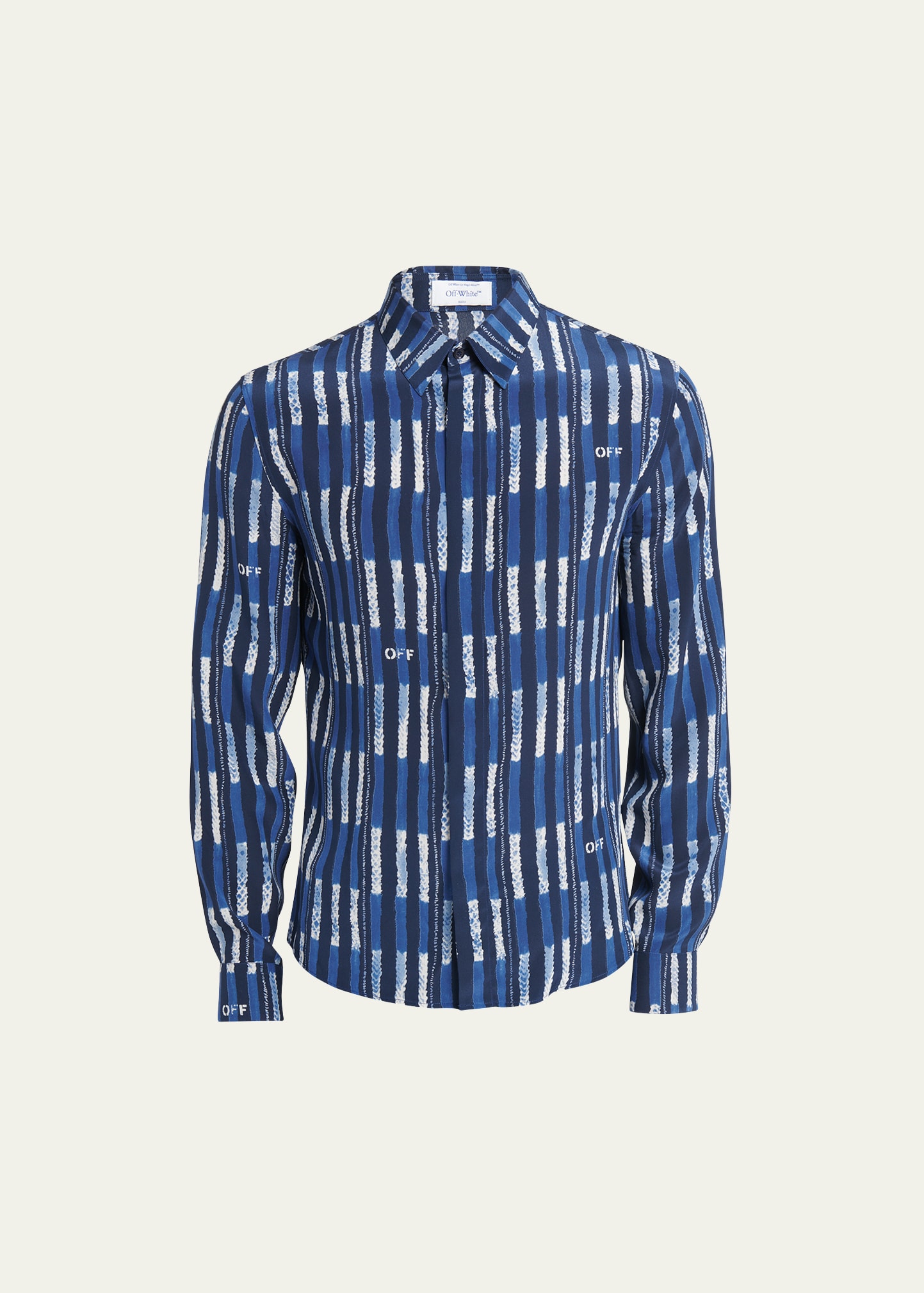 Shop Off-white Men's Patterned Silk Sport Shirt In Sierra Leone