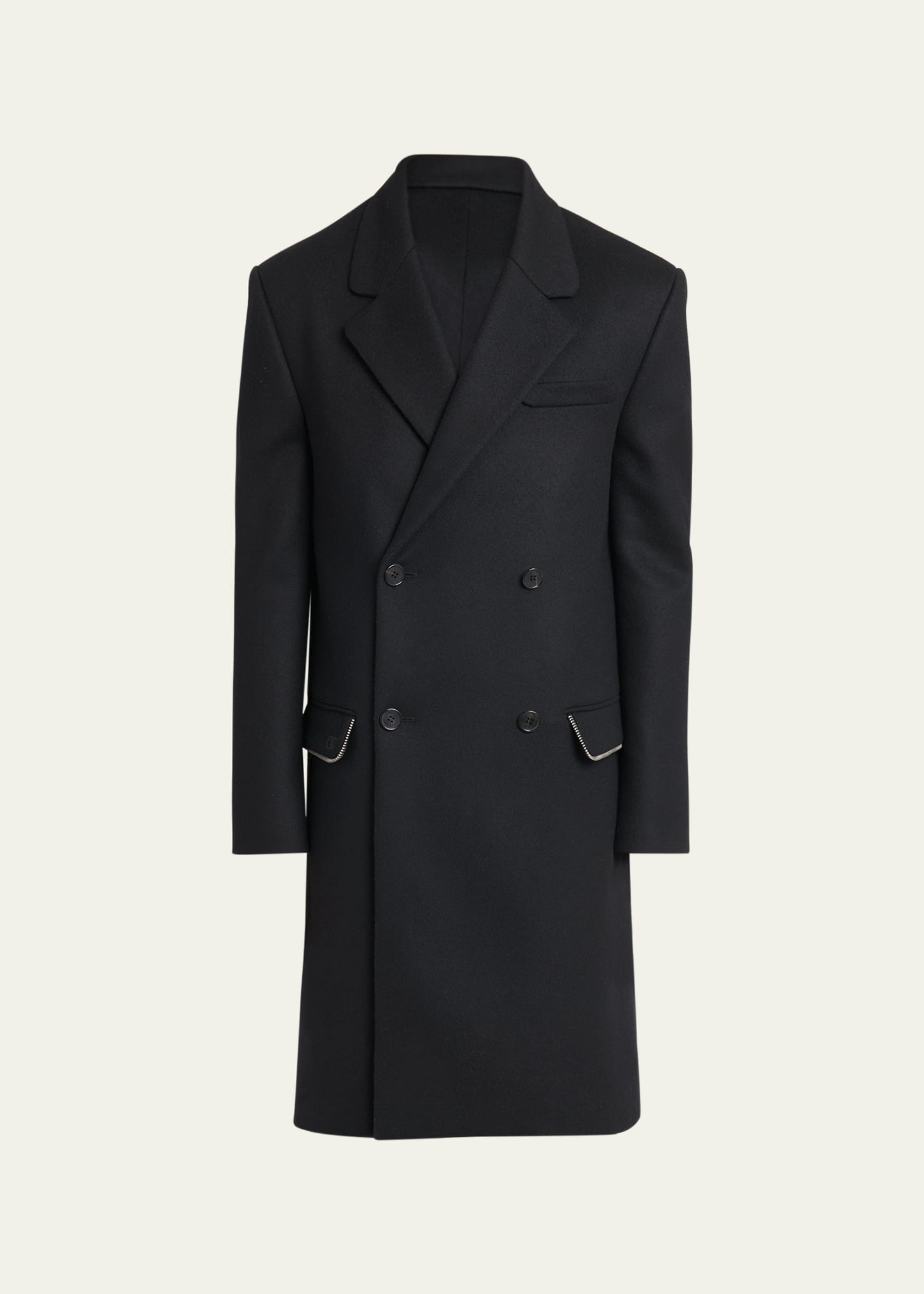 Off-white Men's Topcoat With Zipper Details In Black Black