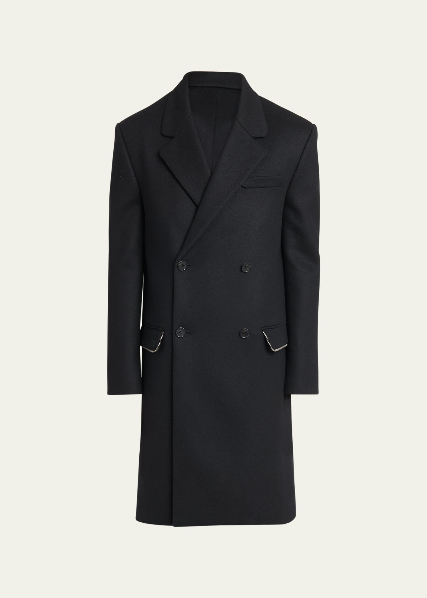 OFF-WHITE MEN'S TOPCOAT WITH ZIPPER DETAILS