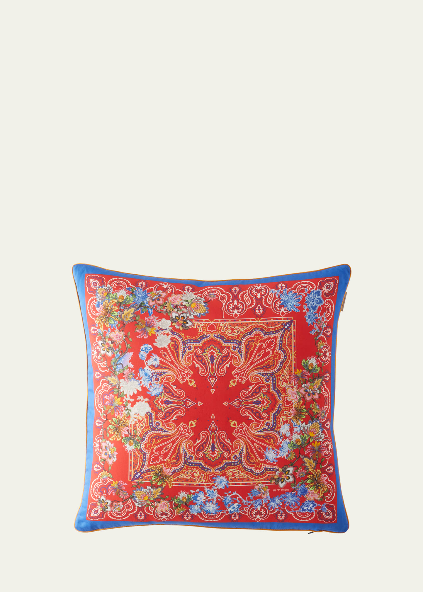 Etro La Ponche Pillow With Cording, 18" Square In Red