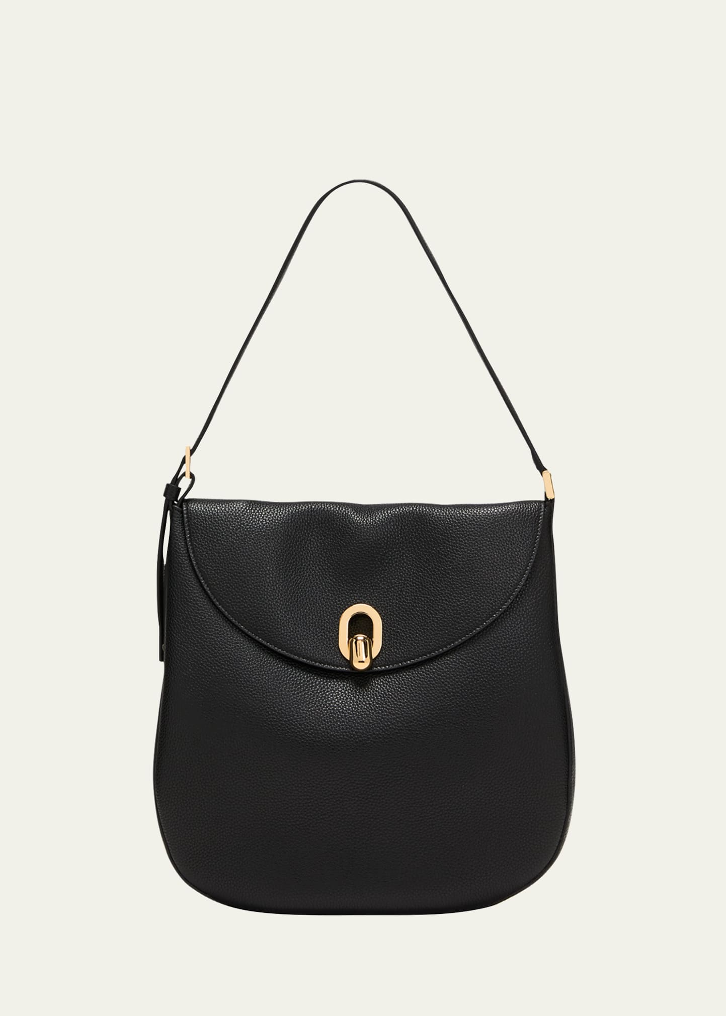 Tondo Large Grained Leather Hobo Bag