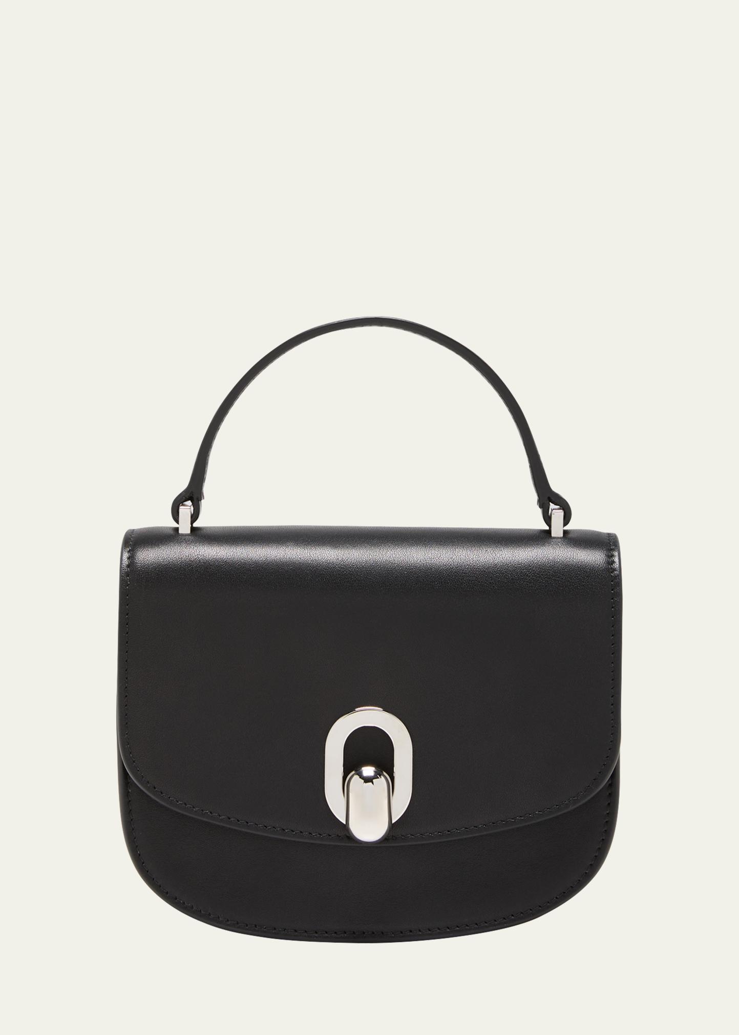 Savette Tondo Mini Leather Top-handle Bag In 270 Bone