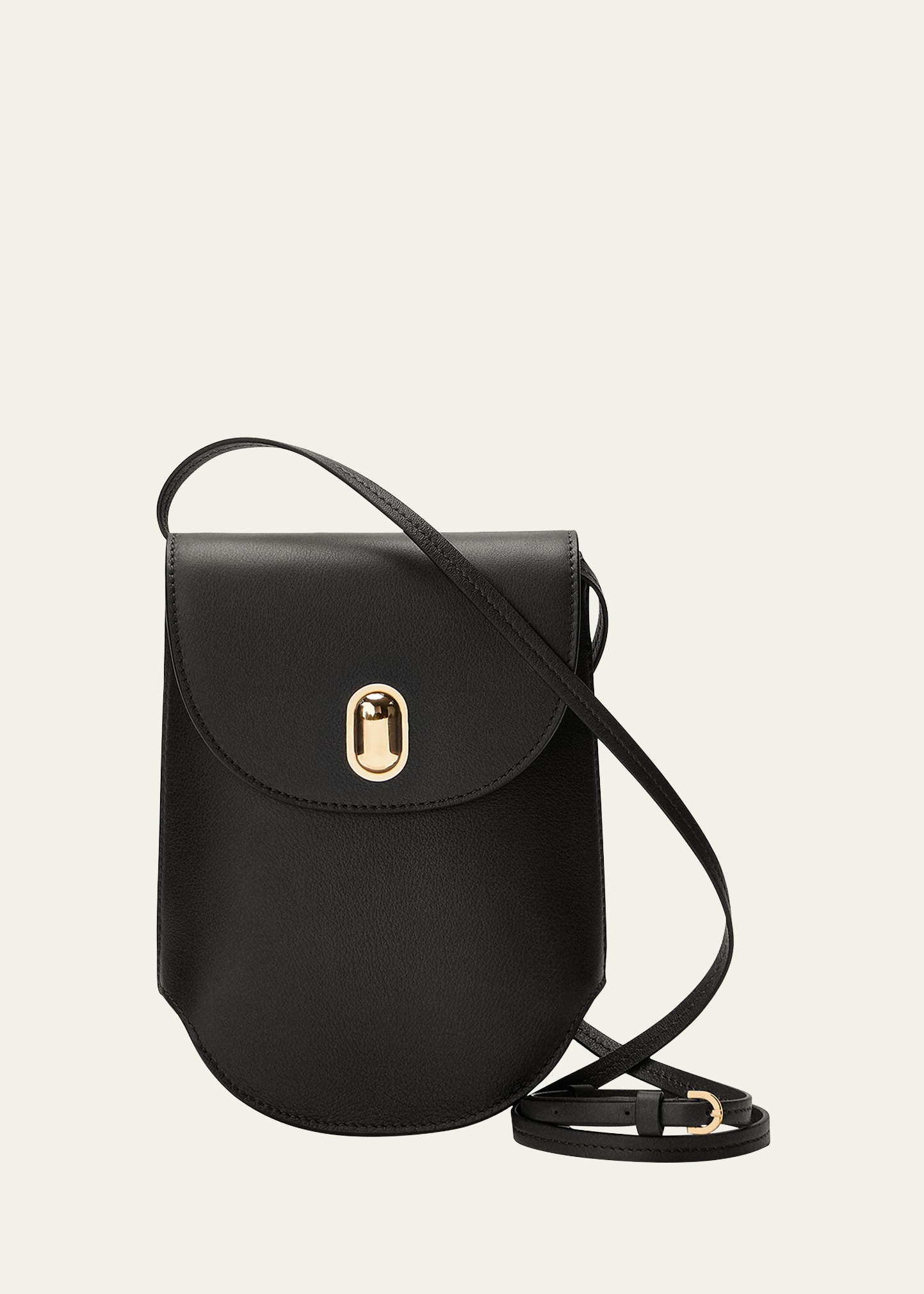 Savette Tondo Pouch Leather Crossbody Bag In Black 001