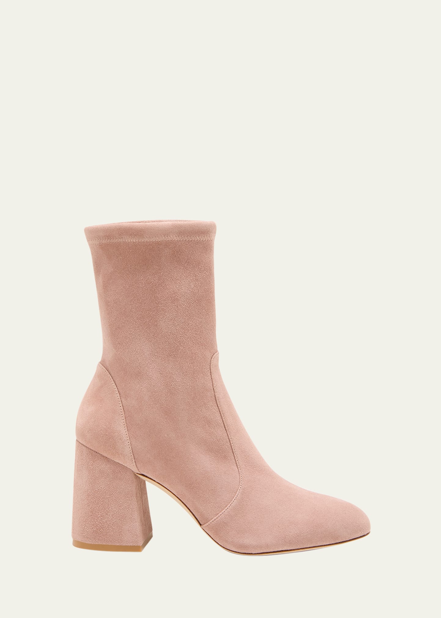 Stuart Weitzman Flareblock Suede Ankle Booties In Fawn