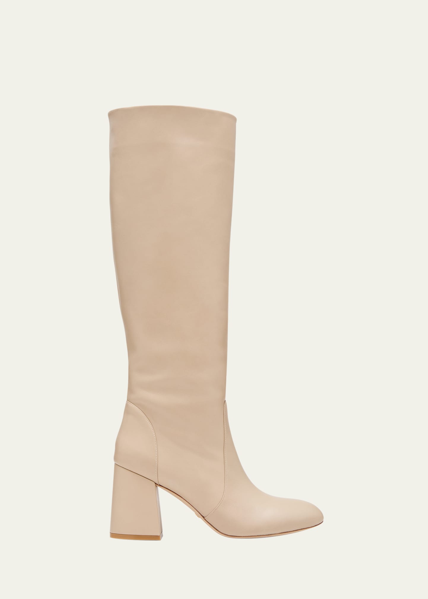 Stuart Weitzman Flareblock Leather Knee Boots In Dune