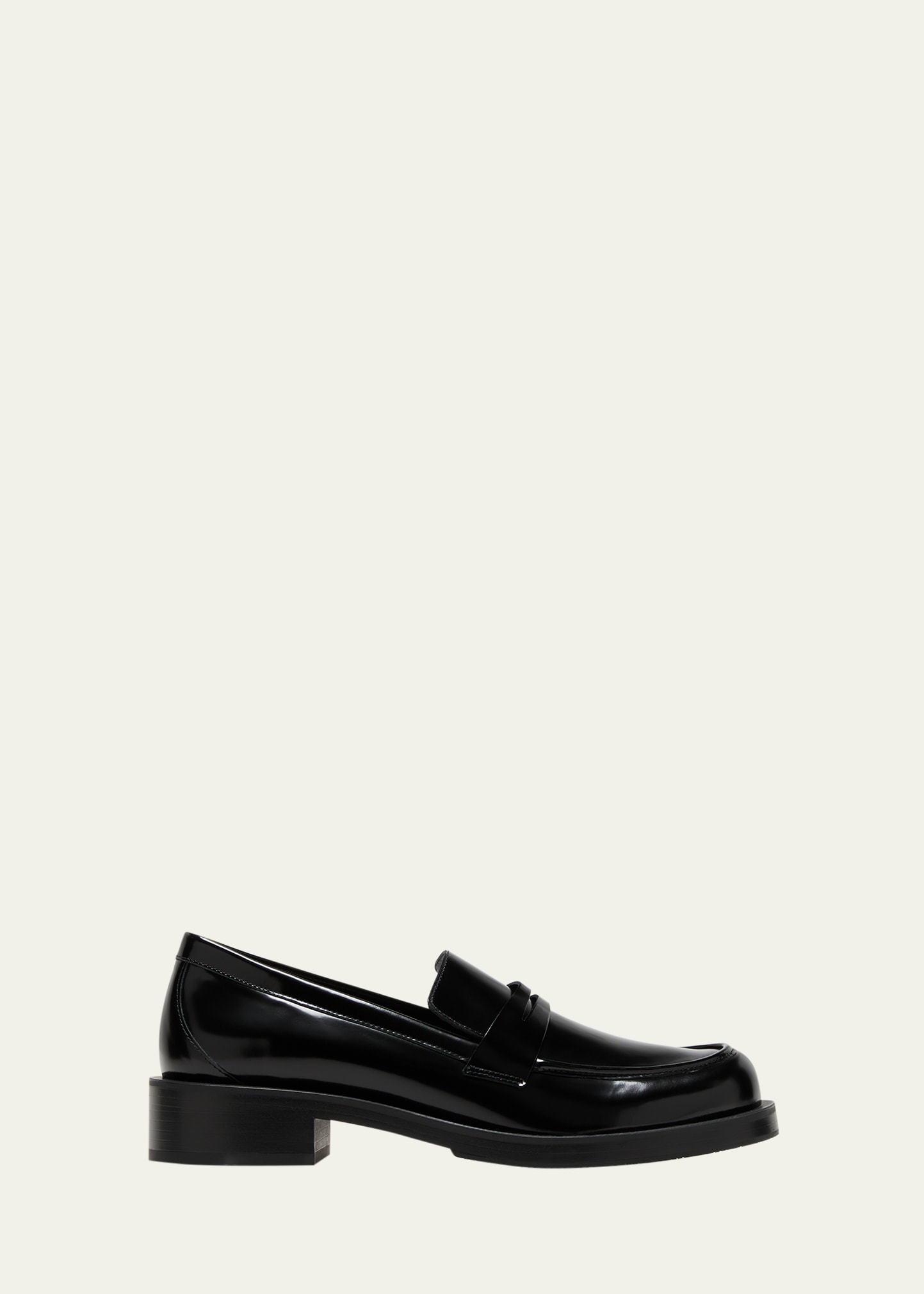 Stuart Weitzman Palmer Patent Penny Loafers In Black