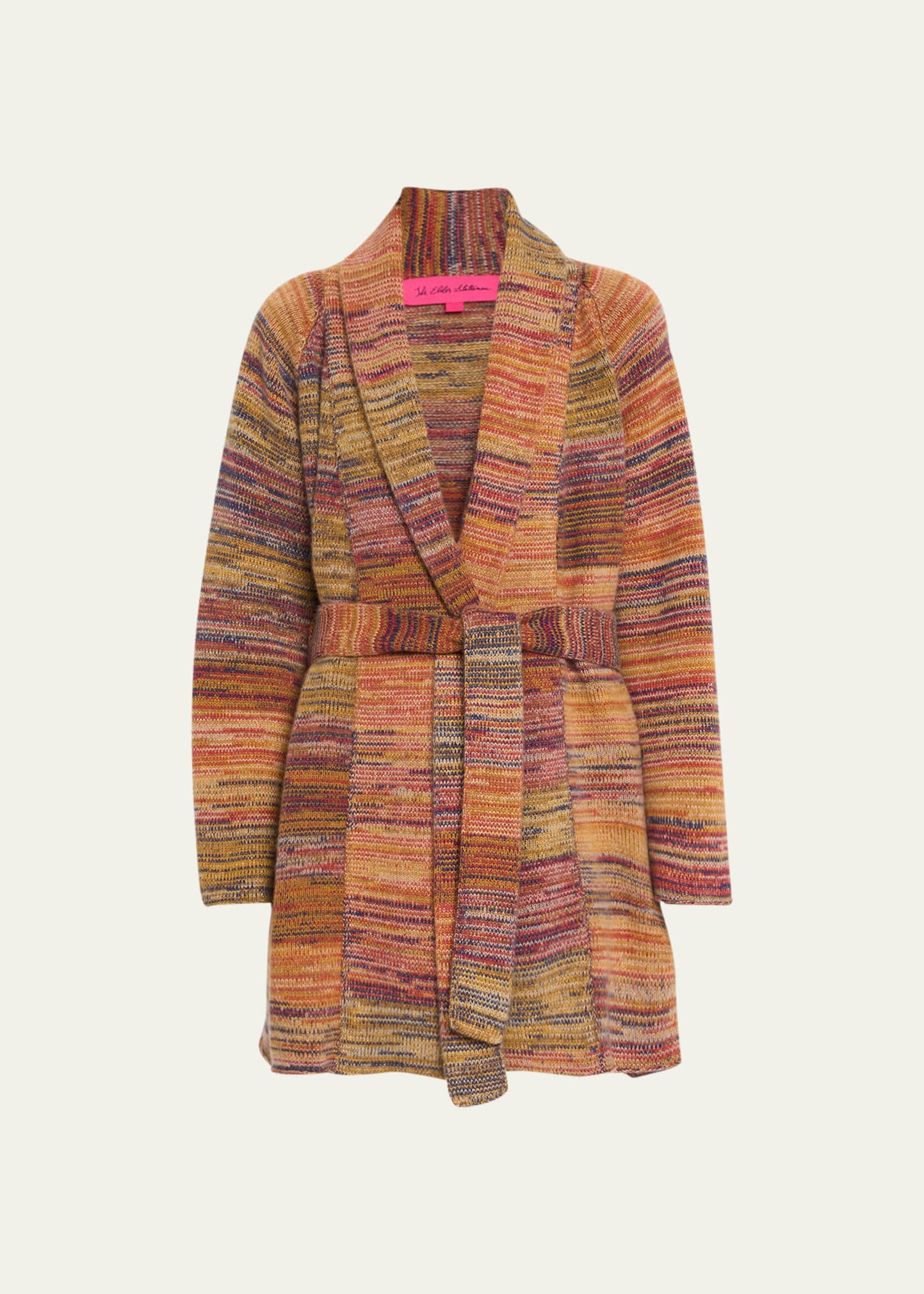 Cosmic Stripe Belted Cashmere Cardigan