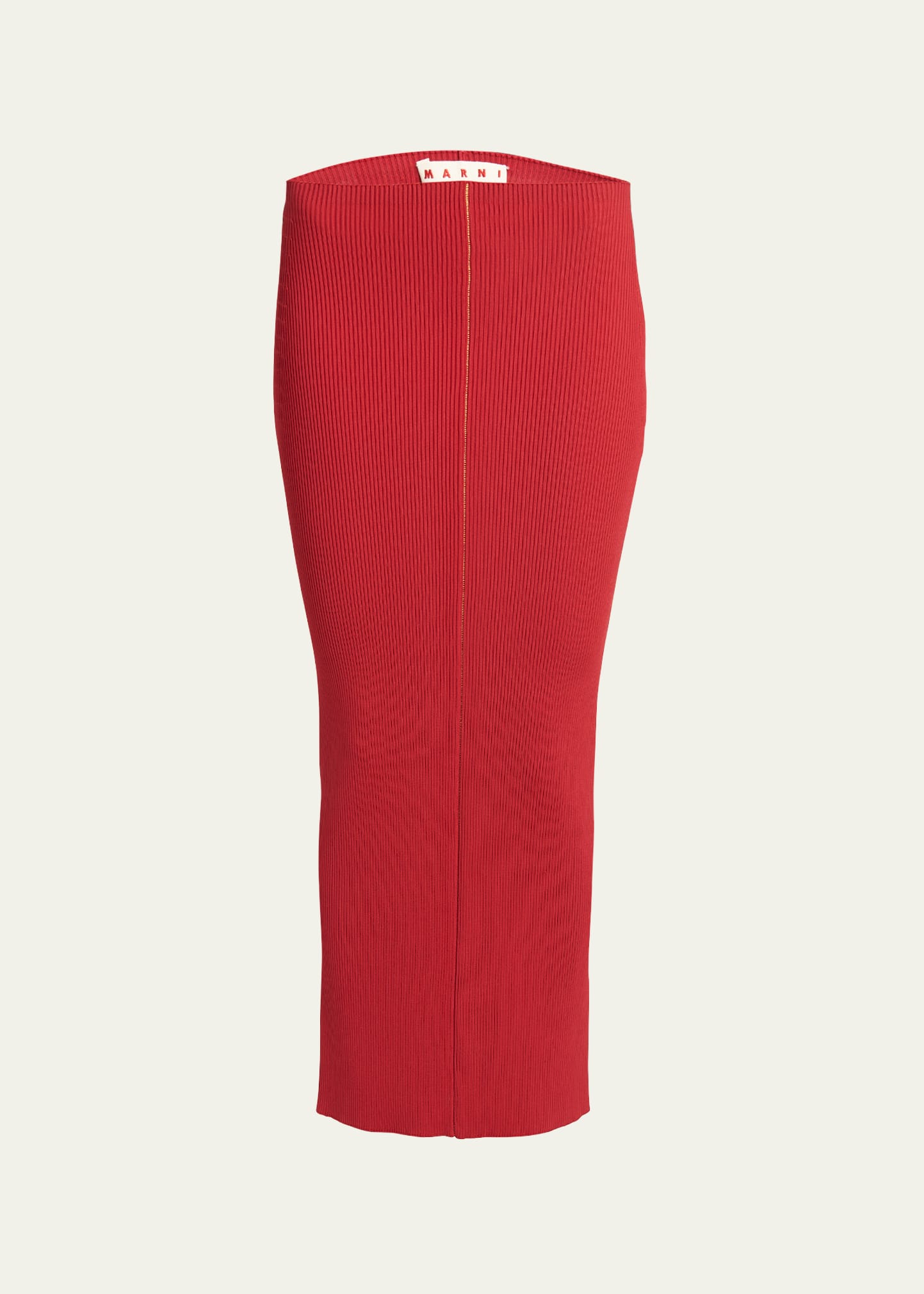 Marni Ribbed Knit Midi Skirt In Red