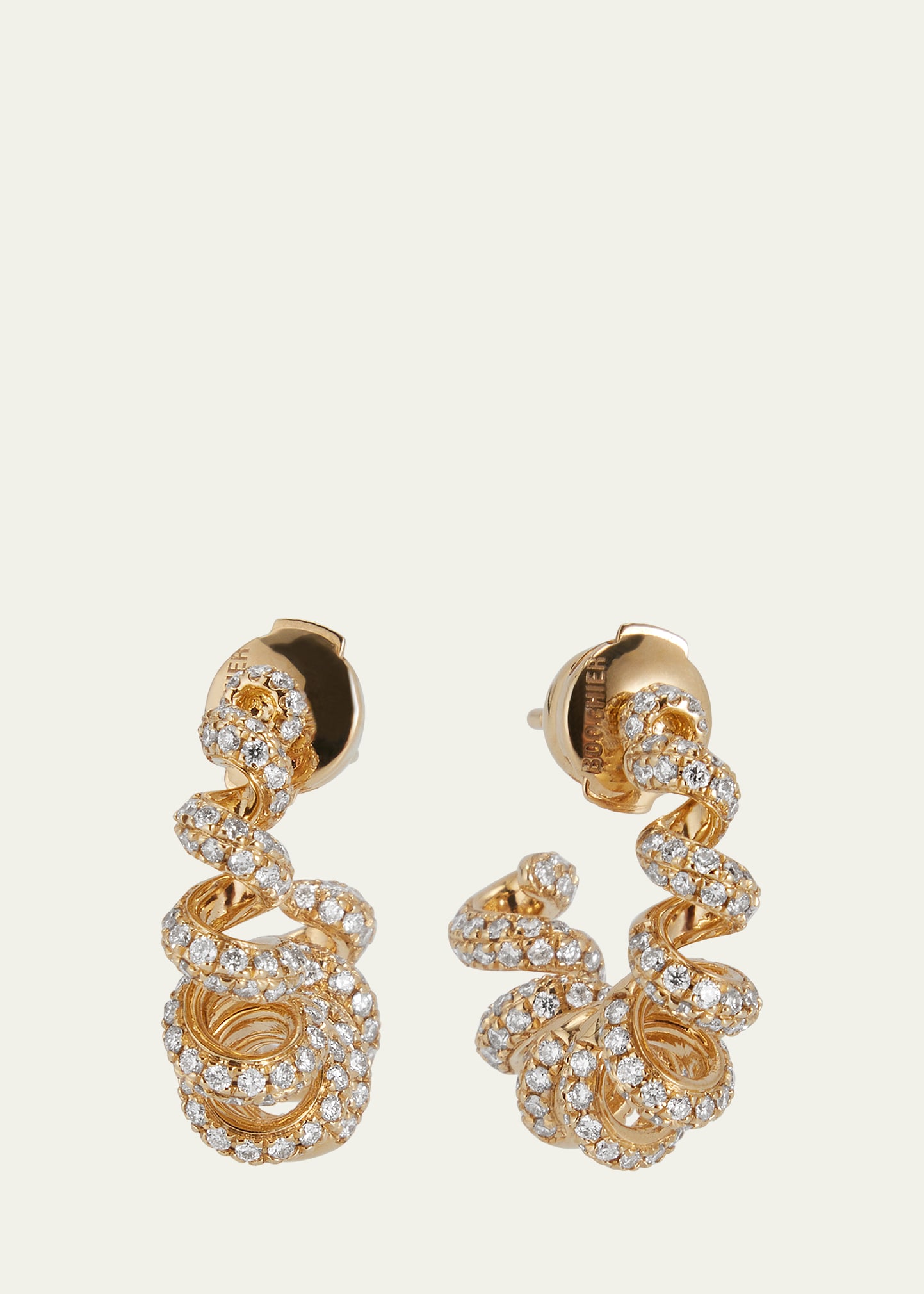 Boochier 18k Yellow Gold Diamond Slinkee Hoop Earrings In Yg