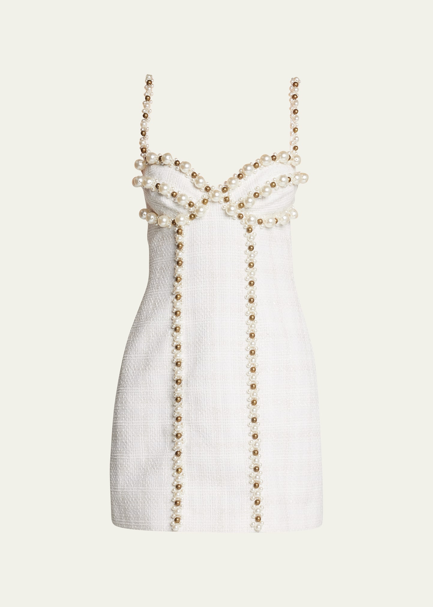 Patbo Faux-pearl Beaded Mini Dress In Calm