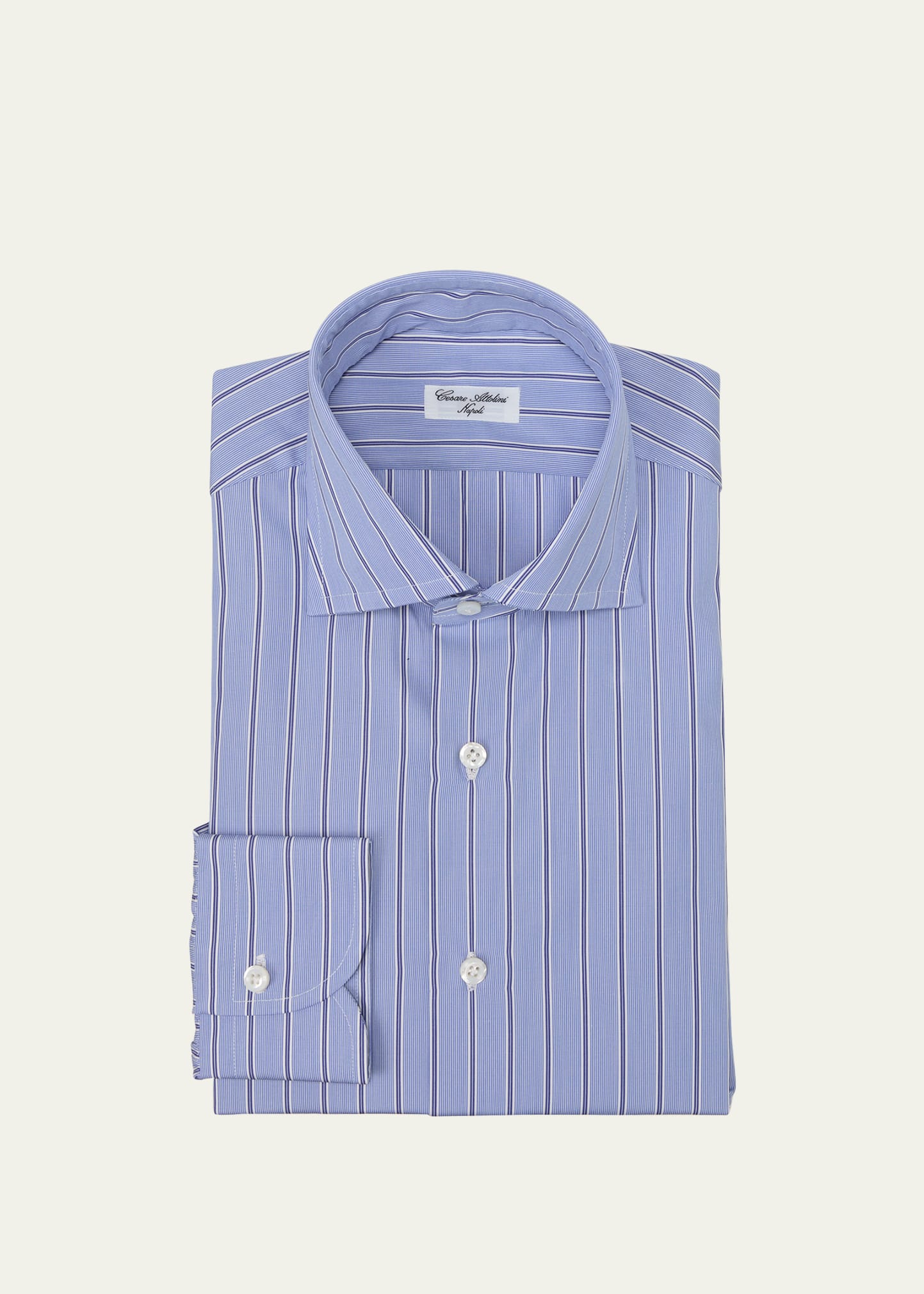 Cesare Attolini Men's Cotton Multi-stripe Dress Shirt In 002-blue