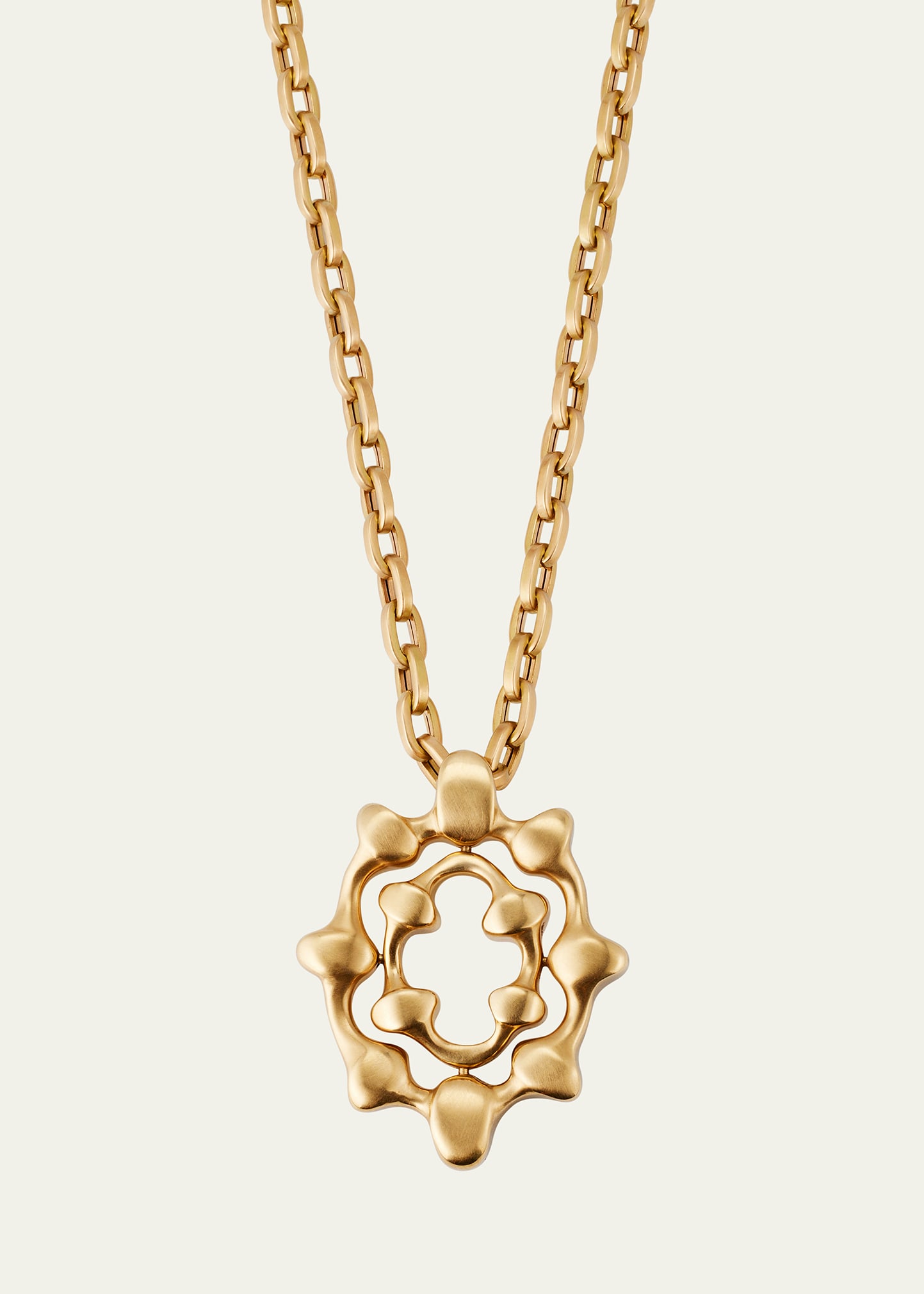 Yellow Gold Chrona Pendant on Chain Necklace, 35"L
