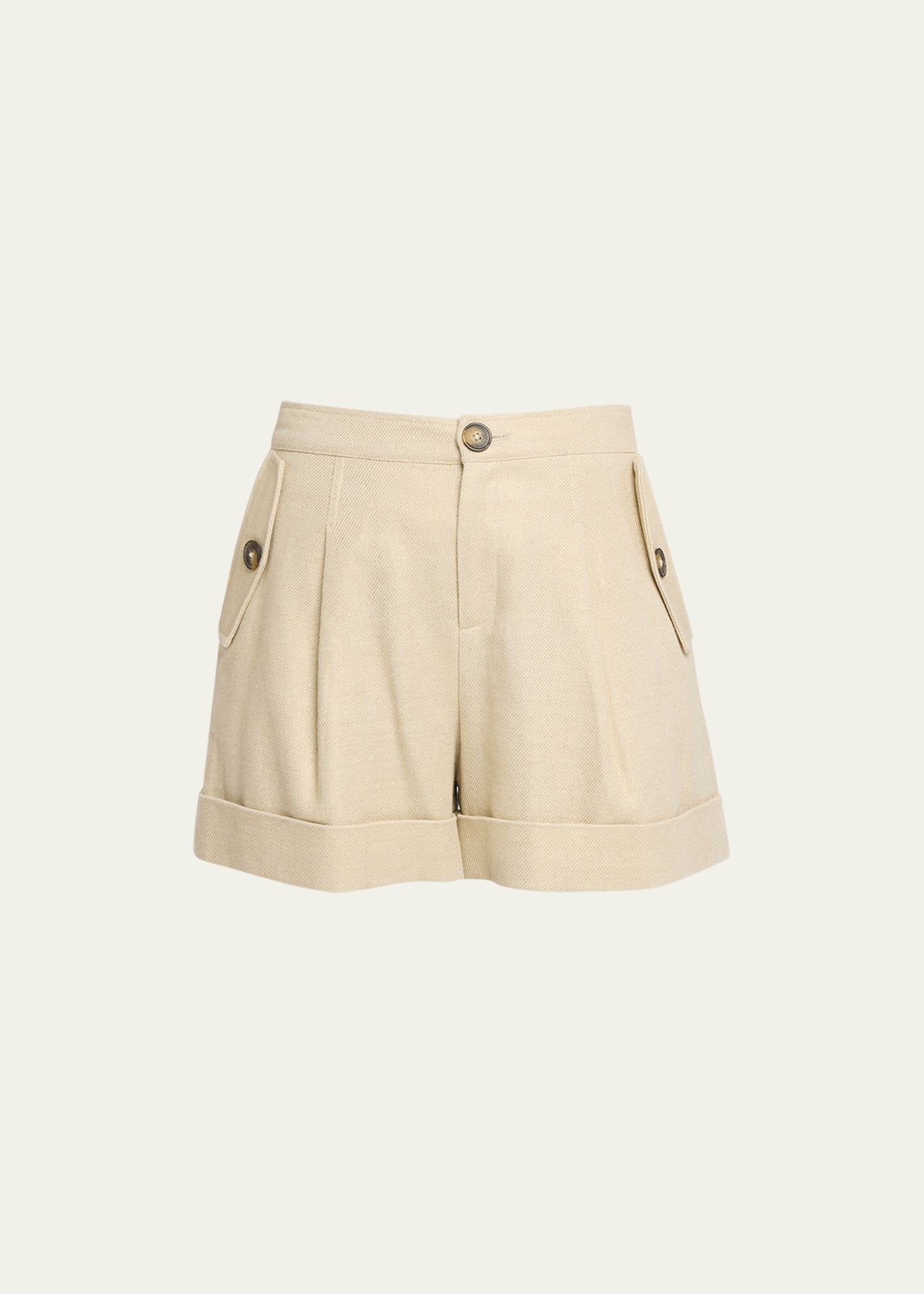 L Agence Women's Safari Pleated Cotton Twill Shorts In Pebble Gold