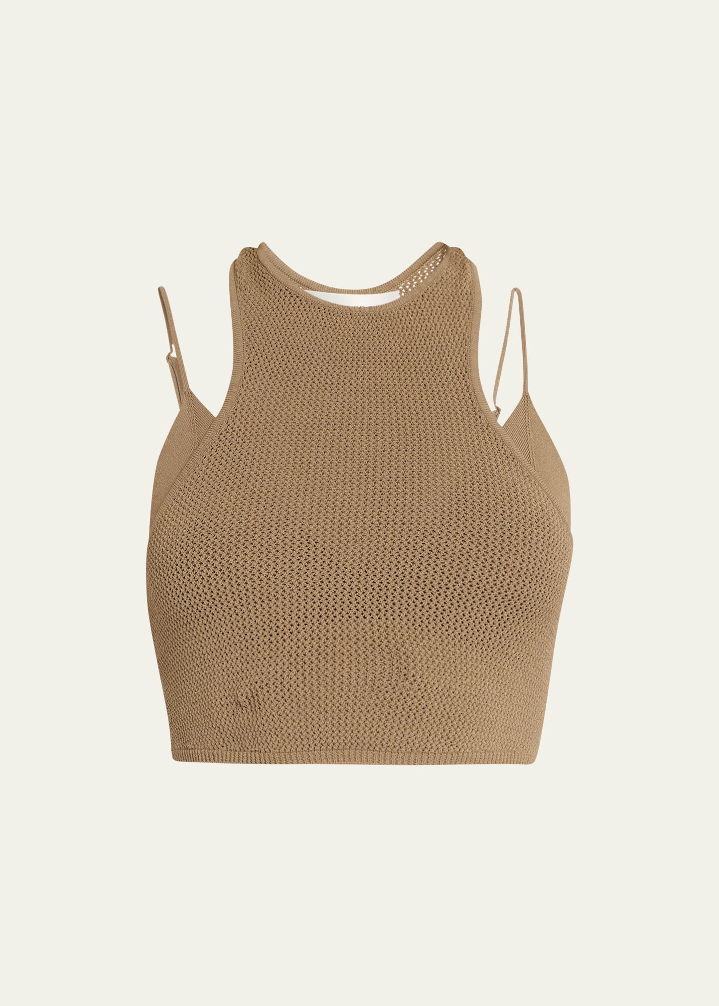 Live The Process Nyx Layered Knit Crop Top In Sand Dune C4
