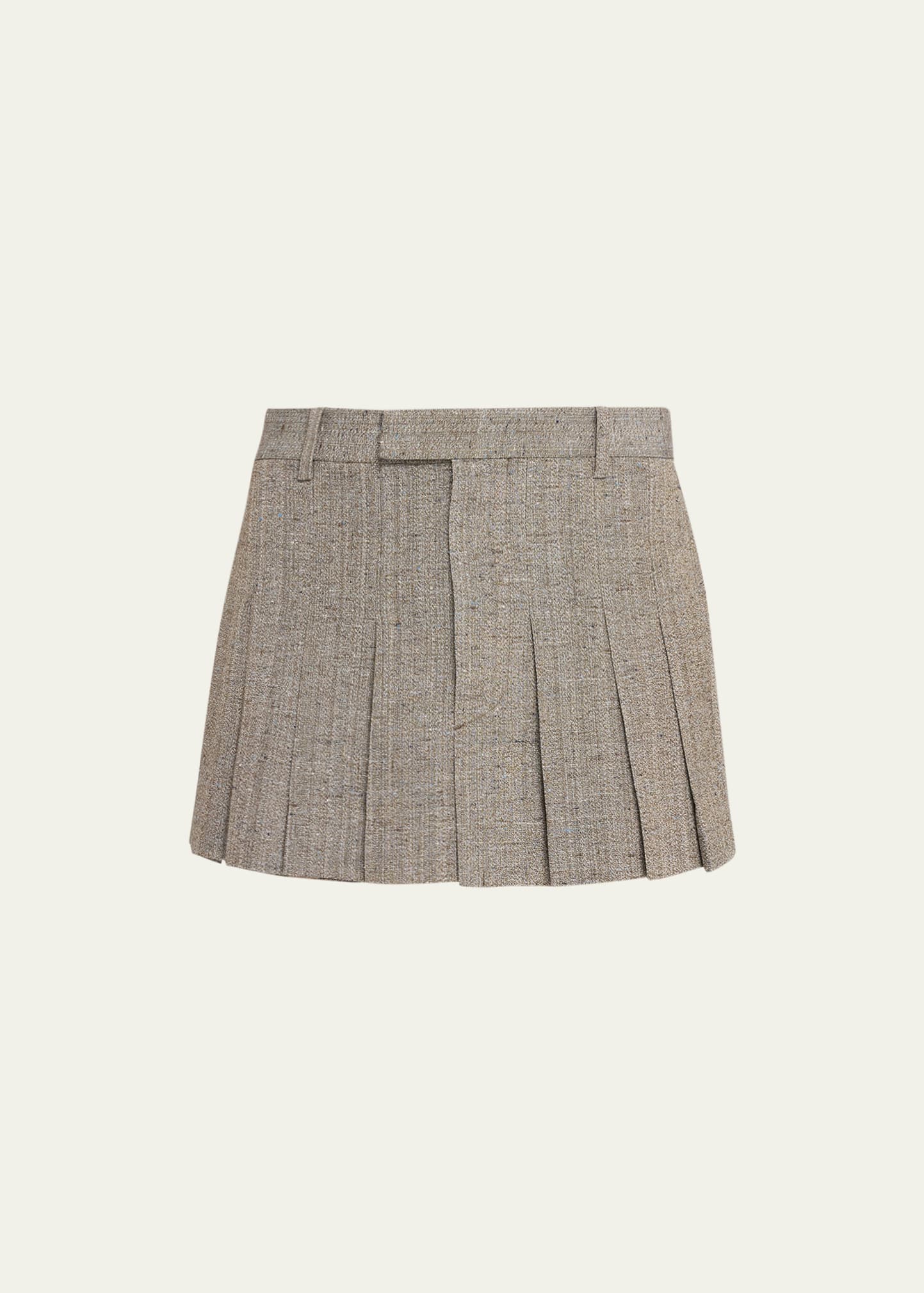 Shop Bottega Veneta Knotted Melange Pleated Mini Skirt In Brownmulti