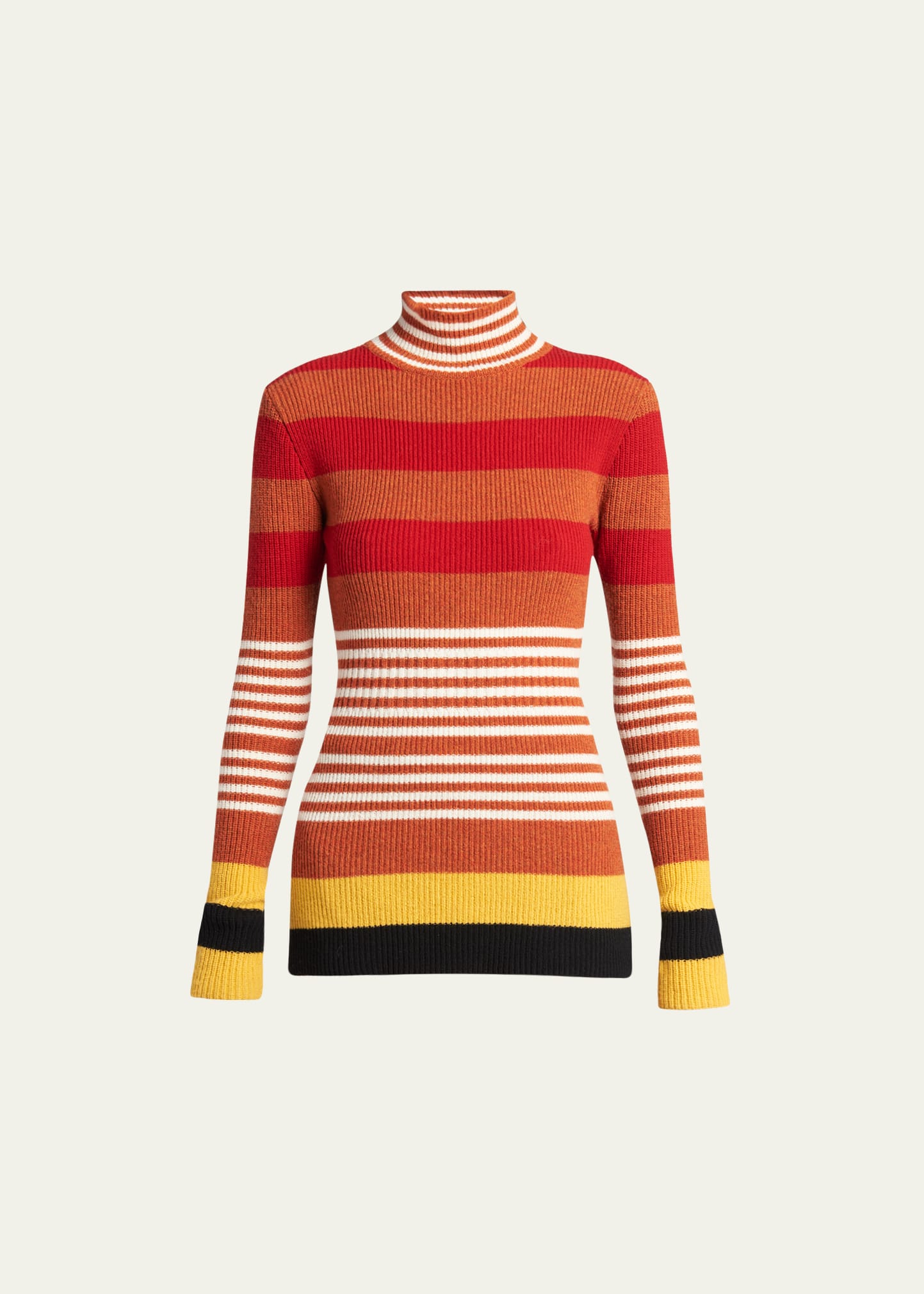 Marni Multi Stripe High-neck Wool Sweater In Claybrown