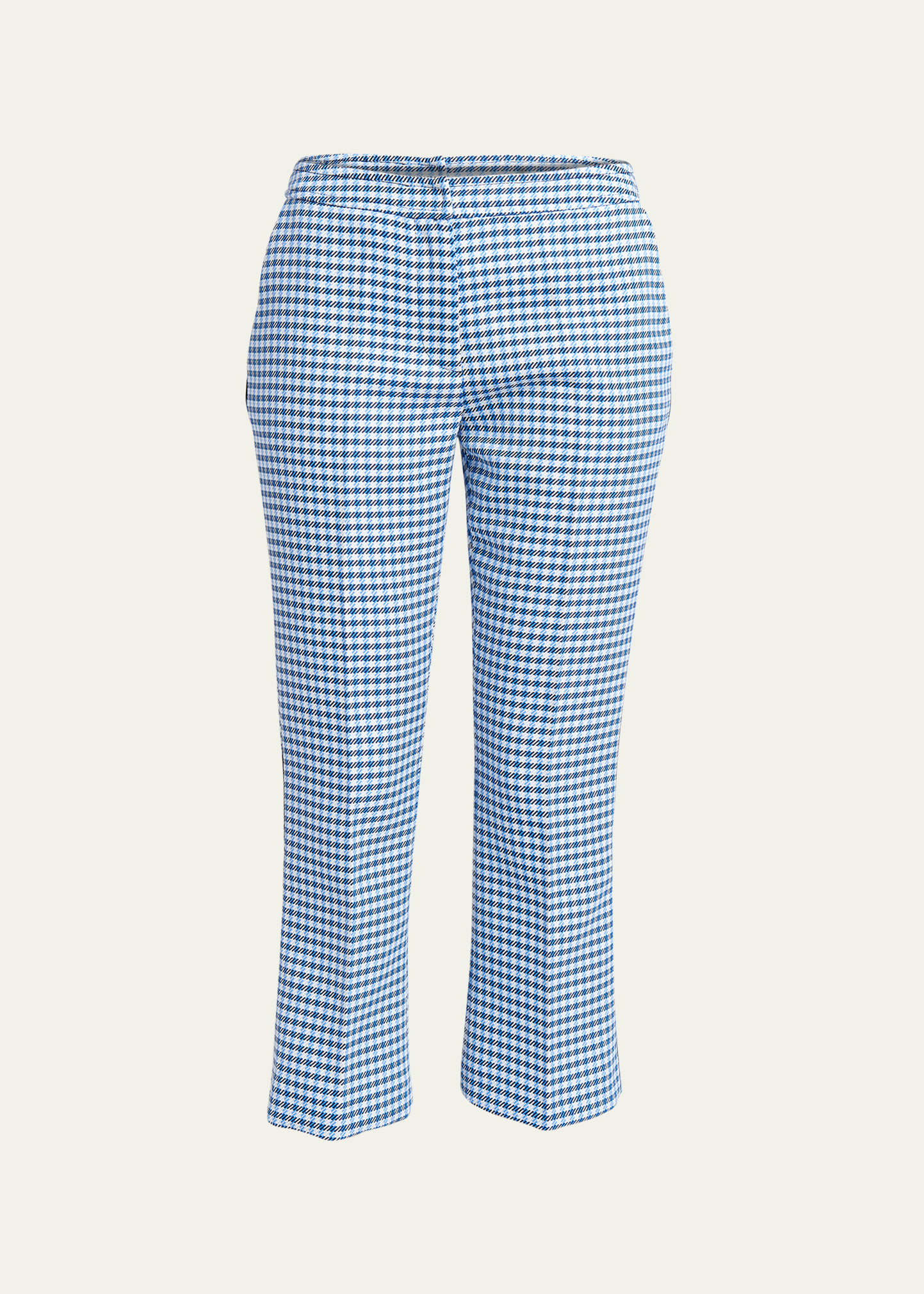 Marni Plaid Stiched Crop Flared Pants In Deepblue