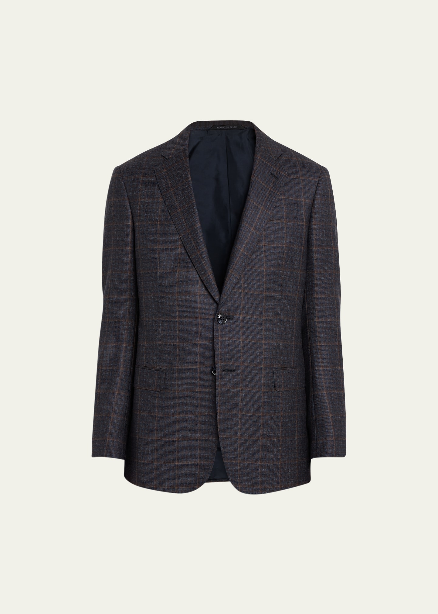 Shop Giorgio Armani Men's Plaid Wool-cashmere Blazer In Multi