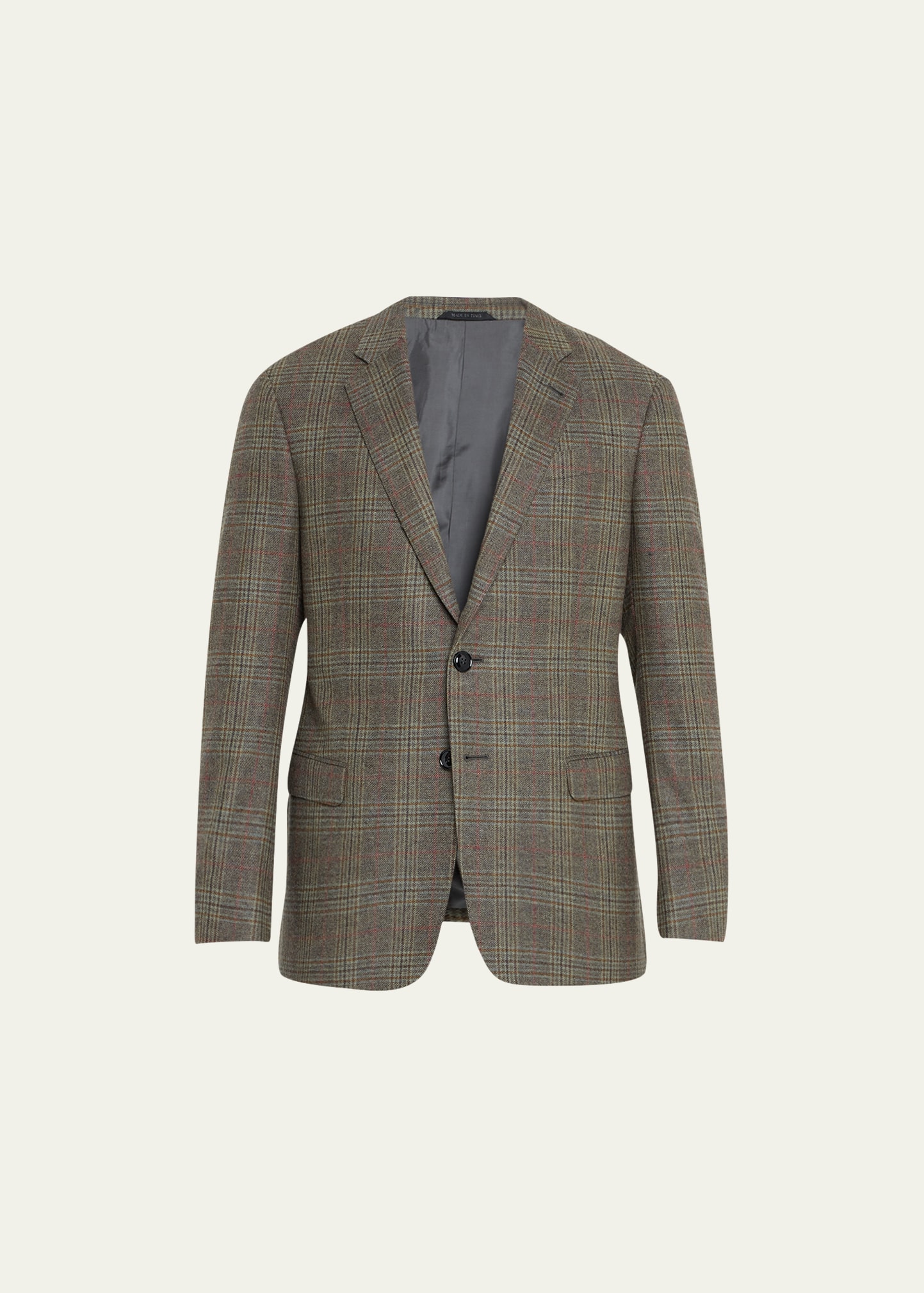 Shop Giorgio Armani Men's Plaid Wool-cashmere Blazer In Multi