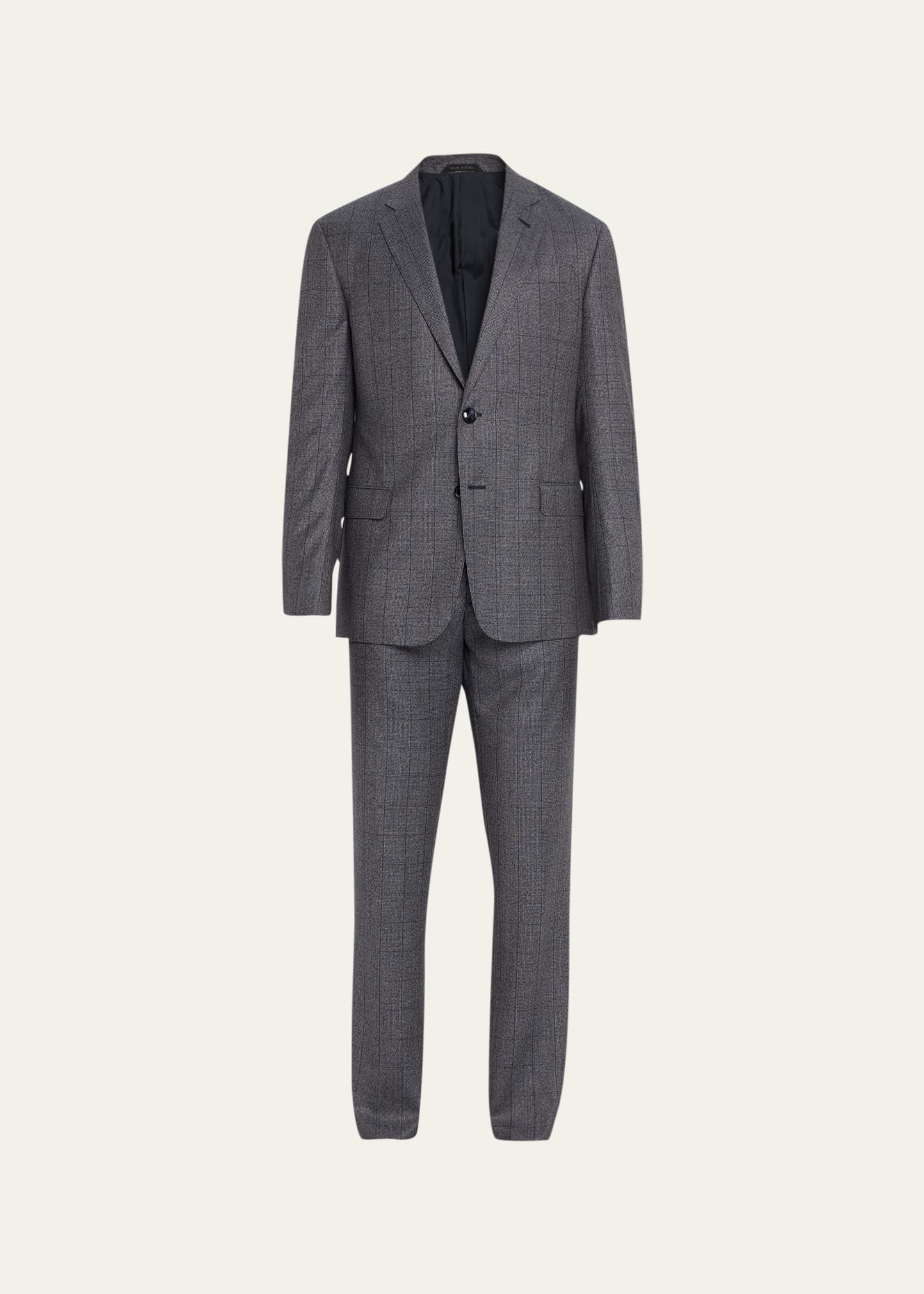 Shop Giorgio Armani Men's Windowpane Wool Suit In Gray