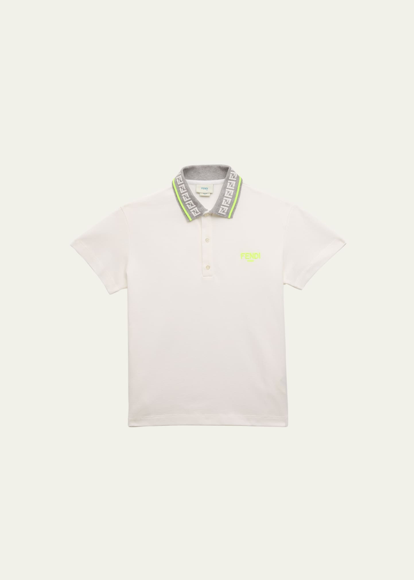 Boy's Monogram Collar Logo-Print Polo Shirt, Size 8-14