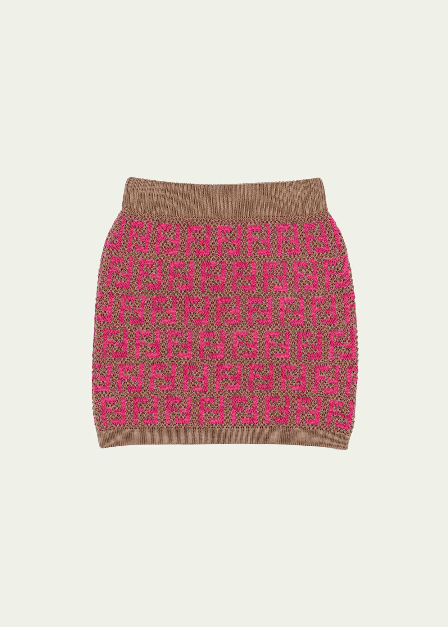 Girl's Knit Monogram-Print Skirt, Size 8-14